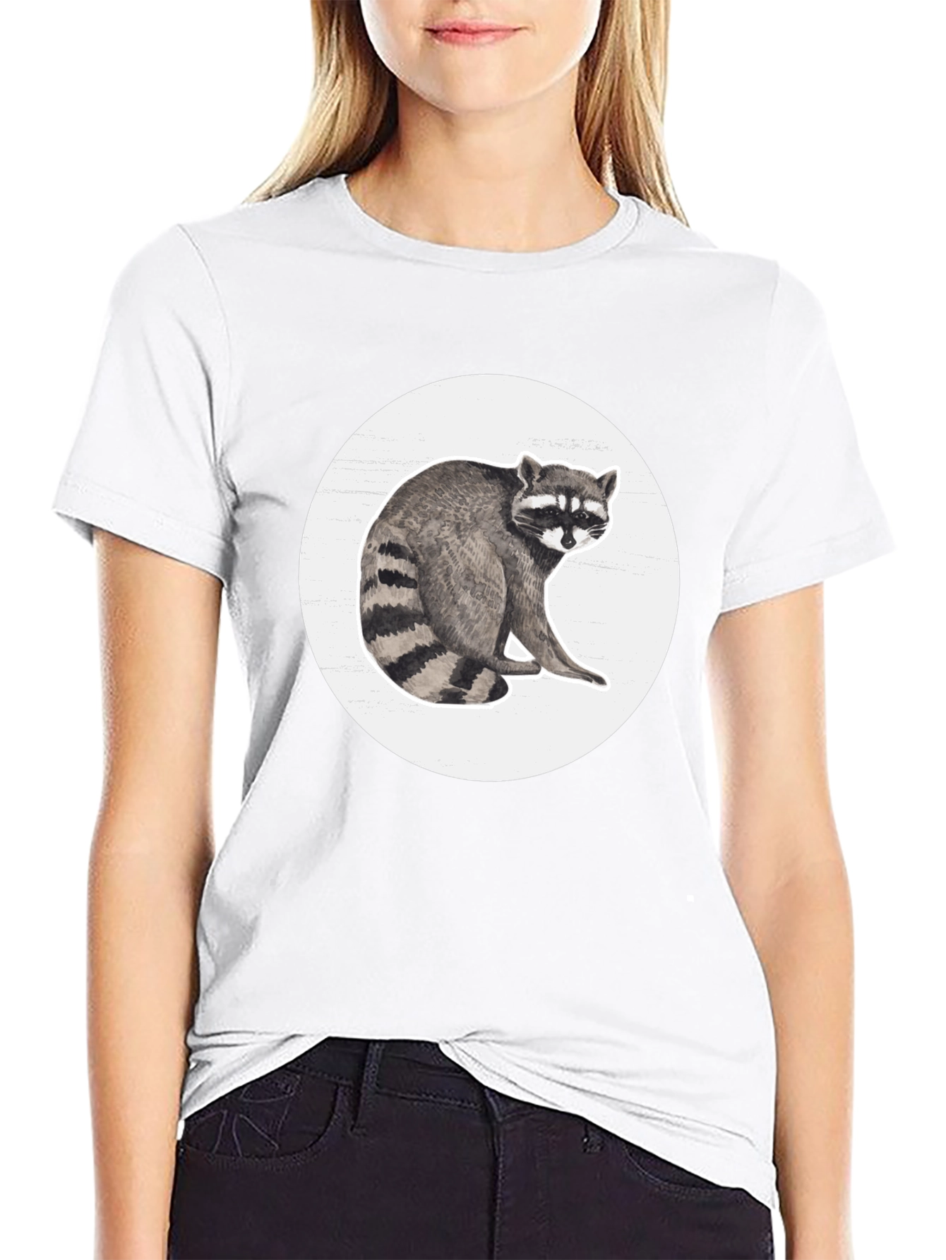 Black Raccoon Graphic Tee - Black Cotton Blend Comfort view 9