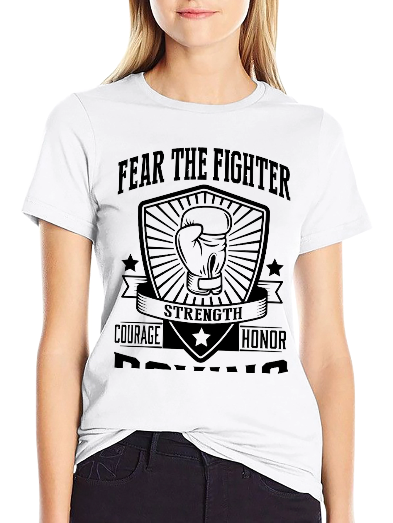 Fear the Fighter Boxing Glove Graphic Tee - 9