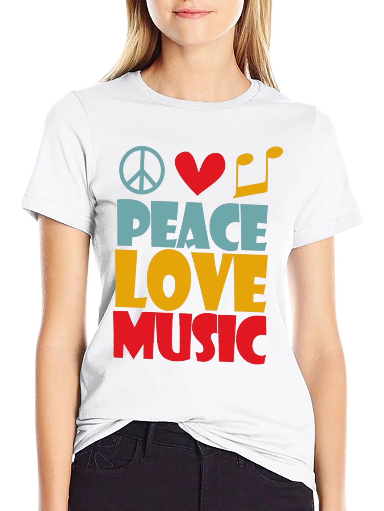 Black Peace Love Music Graphic Tee - Unisex view 9
