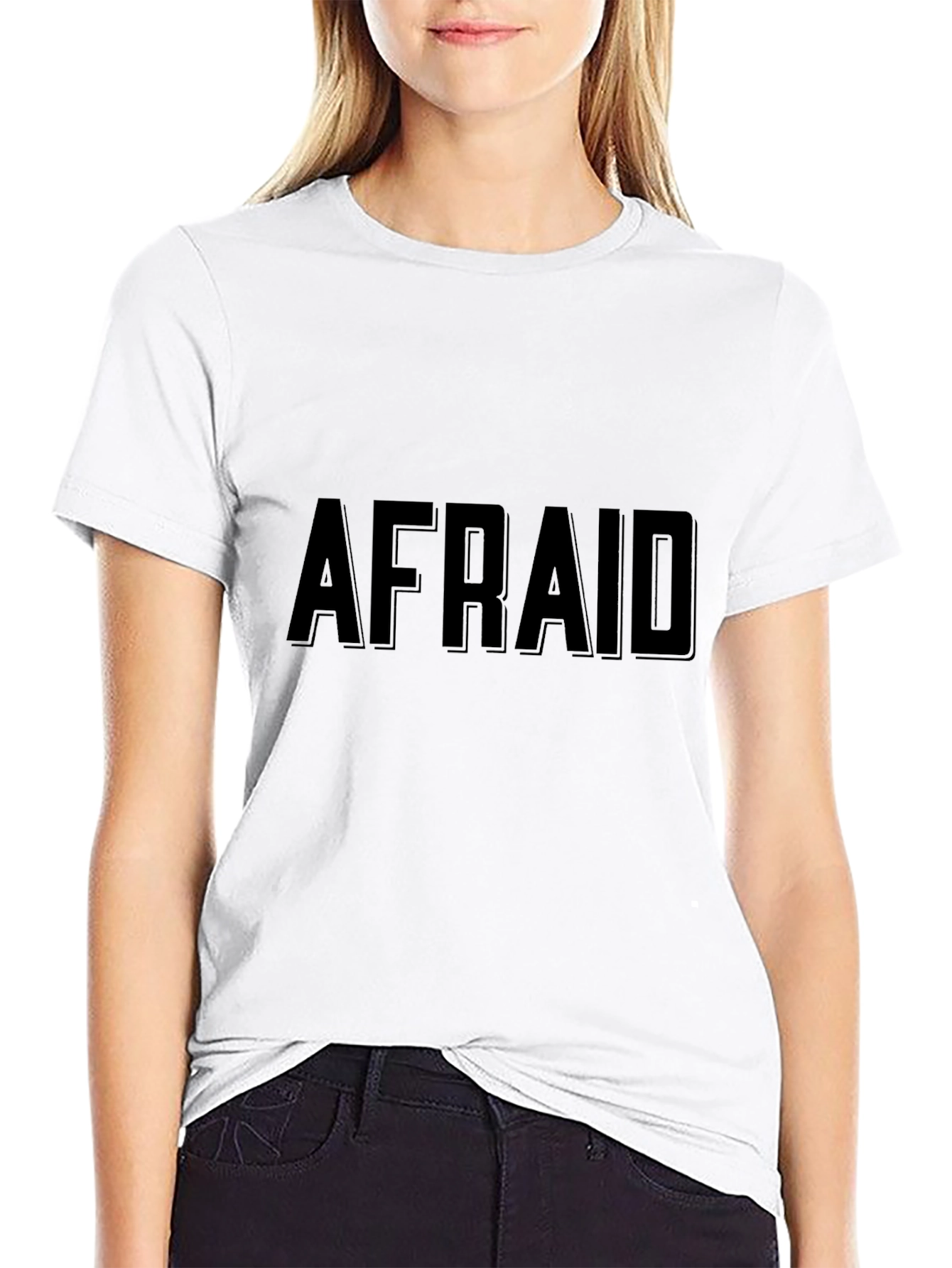 Black Afraid Graphic Black T-Shirt - Bold Statement Tee view 9