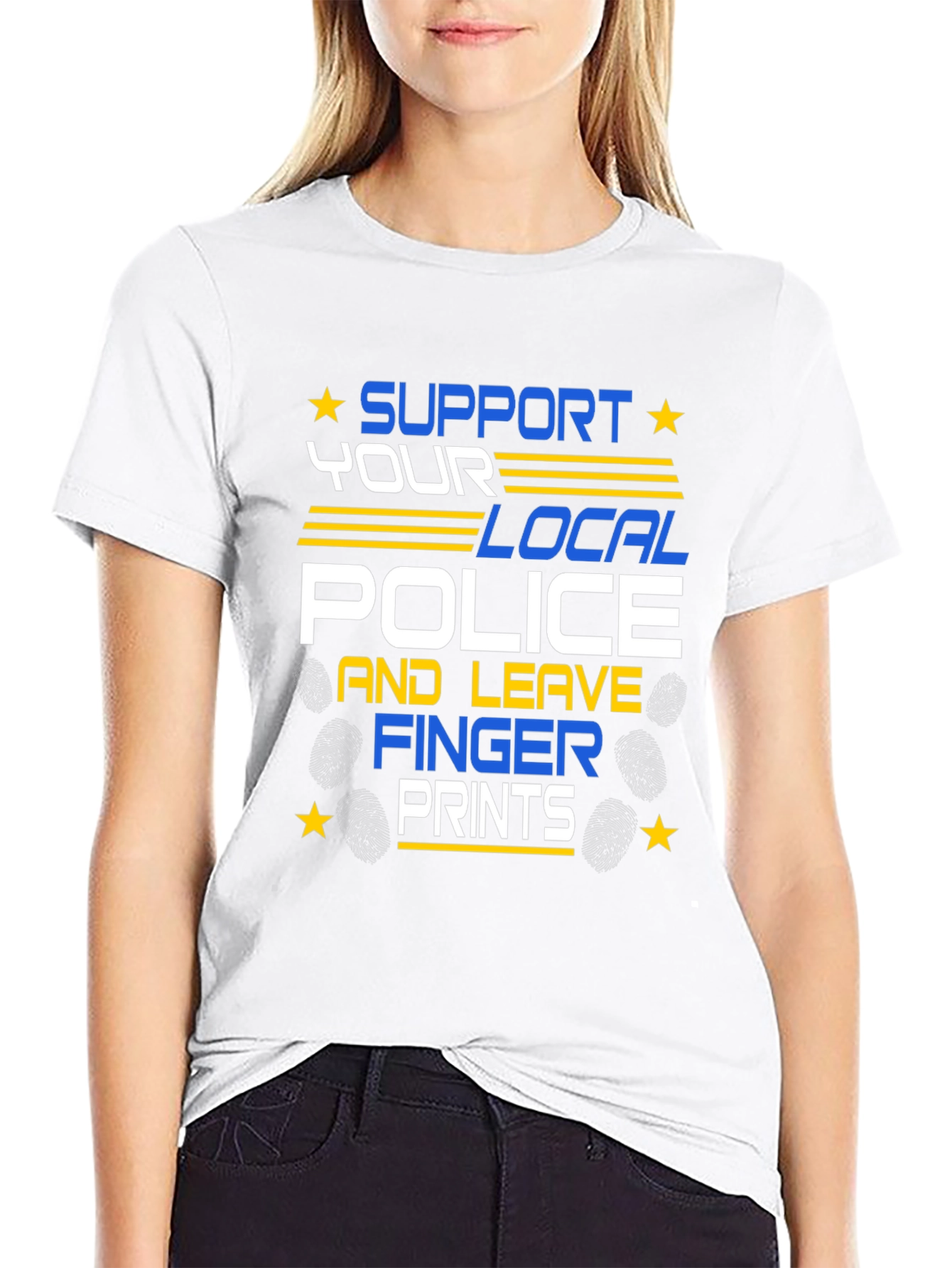 Black Support Local Police Graphic T-Shirt view 9