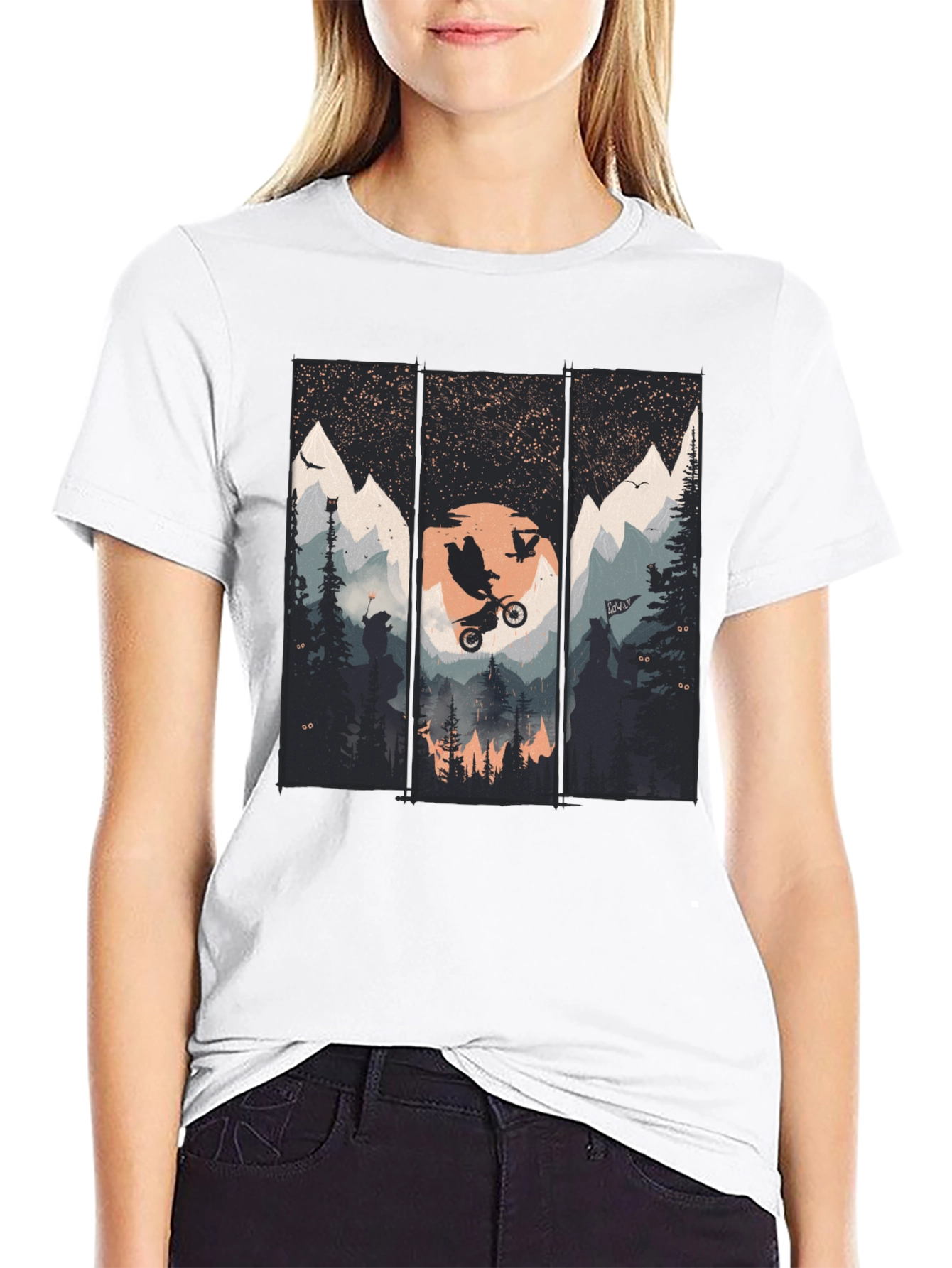 Black Mountain Bike Scene Graphic Tee view 9
