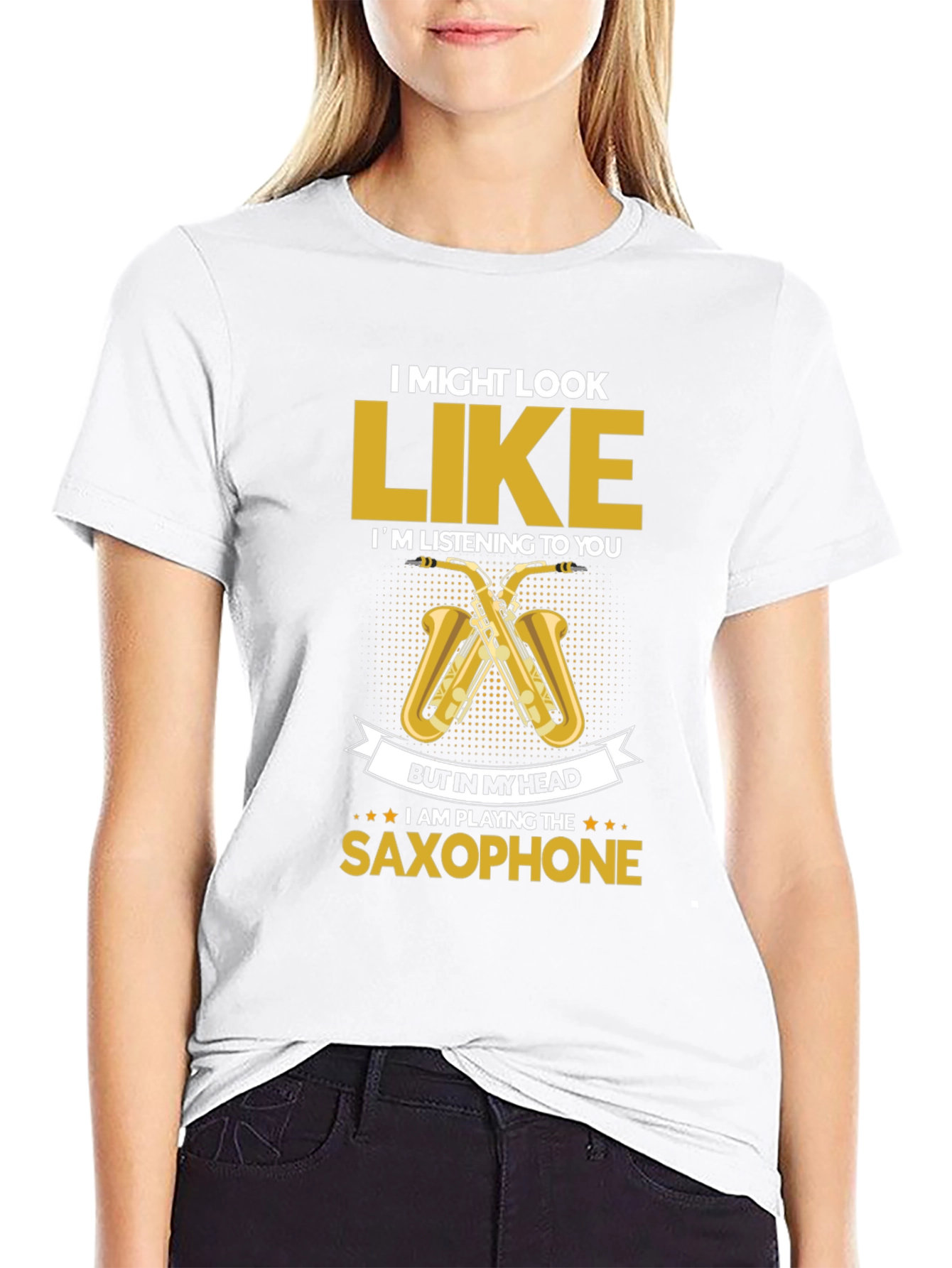 Black Saxophone Player T-Shirt - Musician Novelty Tee view 9