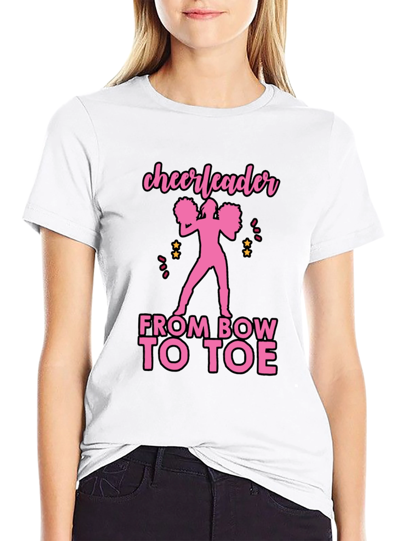 Black Cheerleader From Bow to Toe T-Shirt view 9