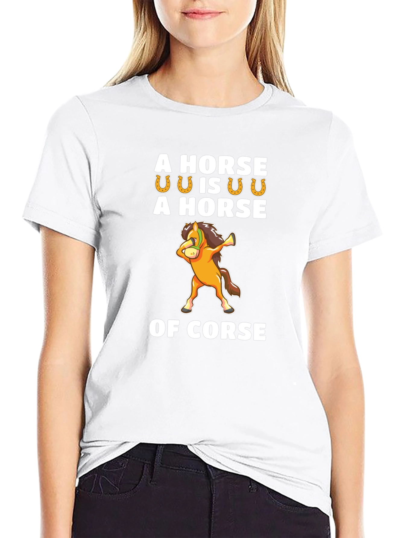 Black Funny Horse Pun T-Shirt - 'Of Corse' Humor Tee view 9