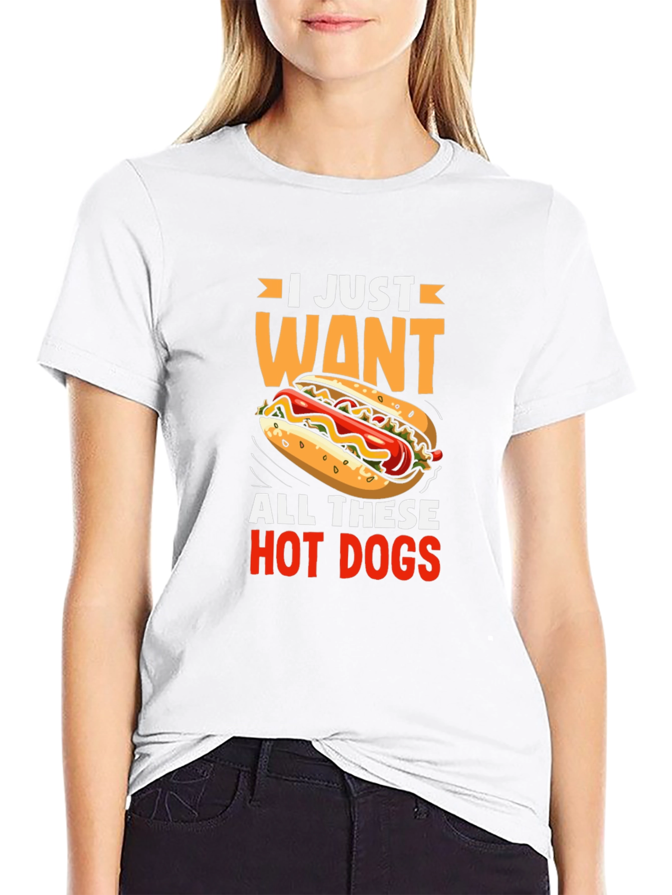 Black I Just Want All These Hot Dogs Graphic Tee view 9
