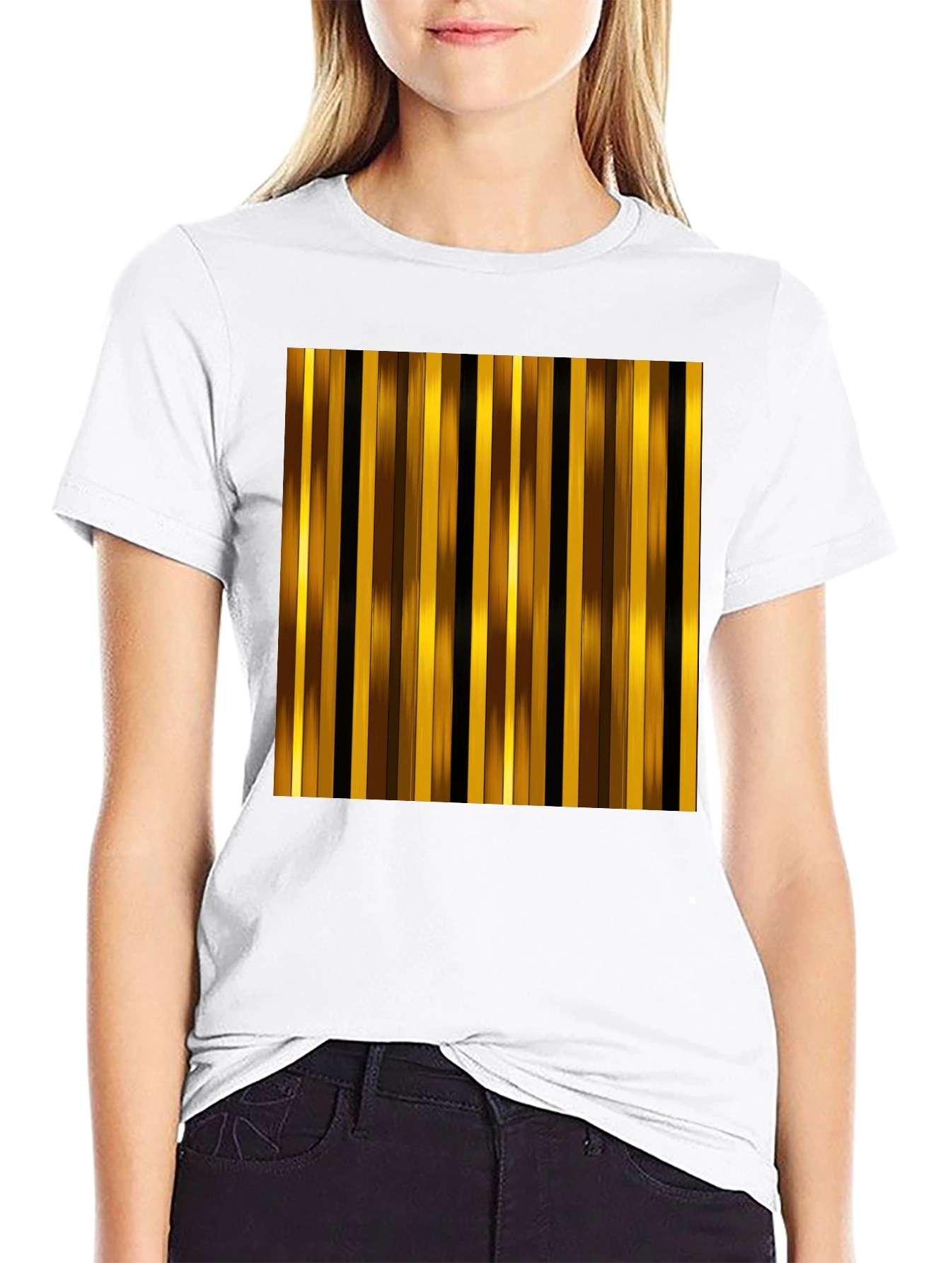 Black Striped Graphic Tee - Gold and Brown view 9