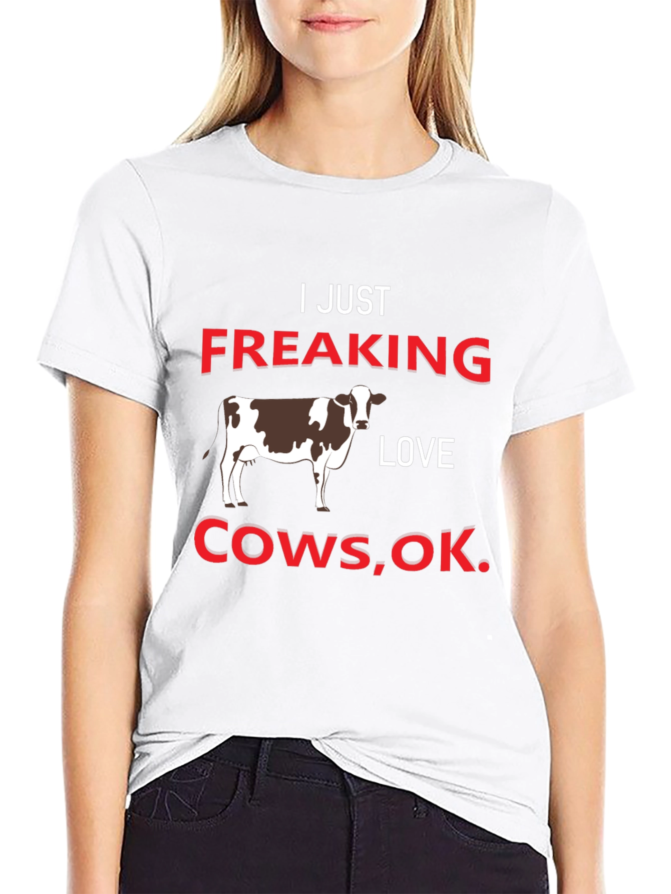 Black I Just Freaking Love Cows T-Shirt view 9