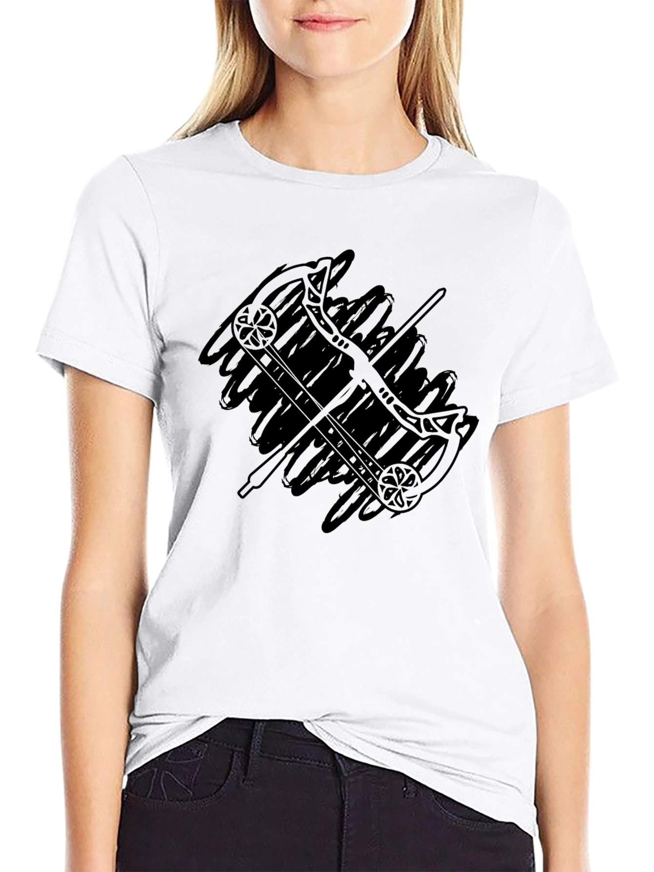 Black Archery Bow & Arrow Graphic Tee - Black view 9