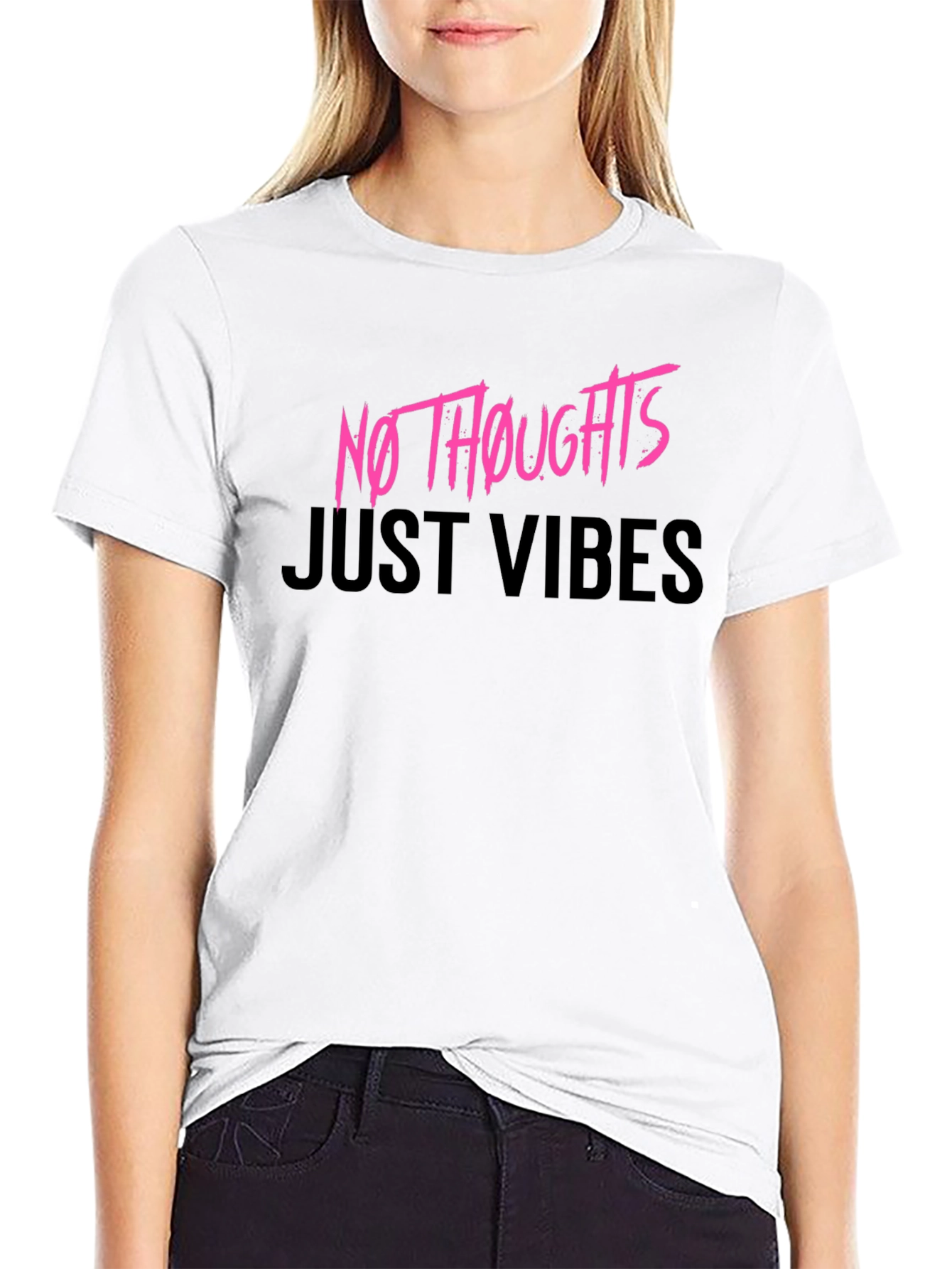 Black No Thoughts Just Vibes Graphic Tee view 9