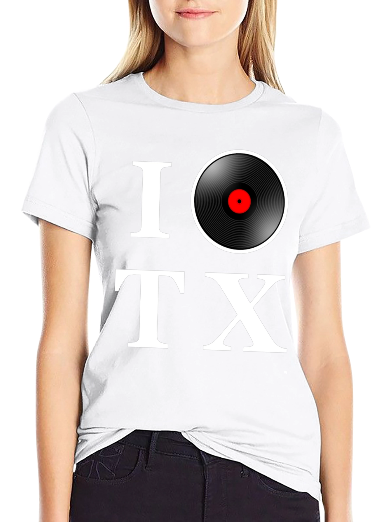 Black I Love Vinyl TX Black Graphic Tee view 9