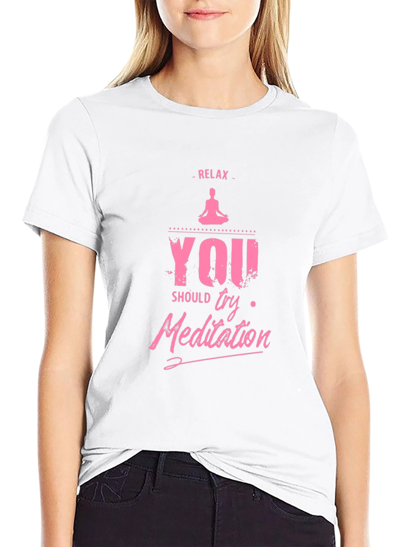 Black Relax Meditation Graphic T-Shirt view 9