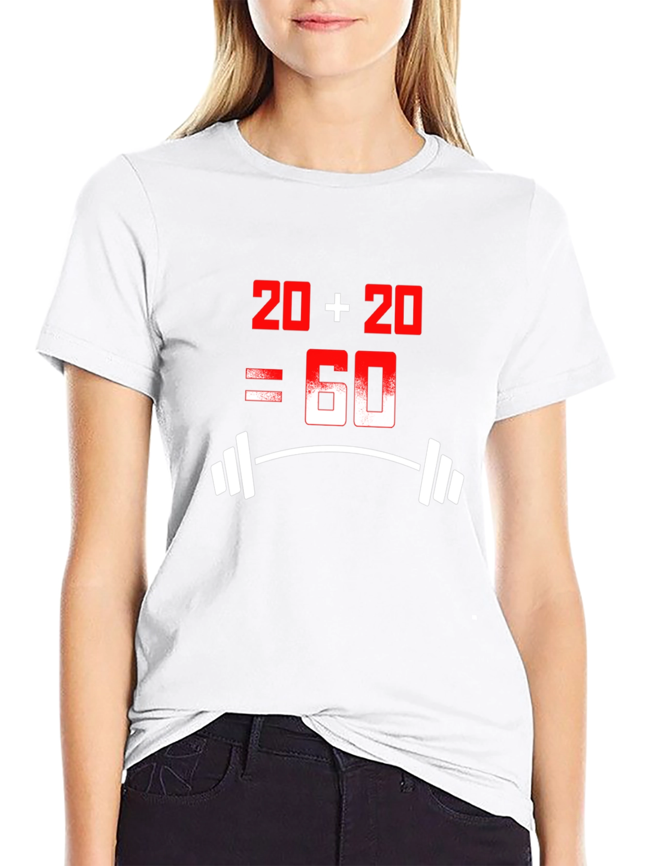 Black Funny 20+20=60 Workout T-Shirt view 9