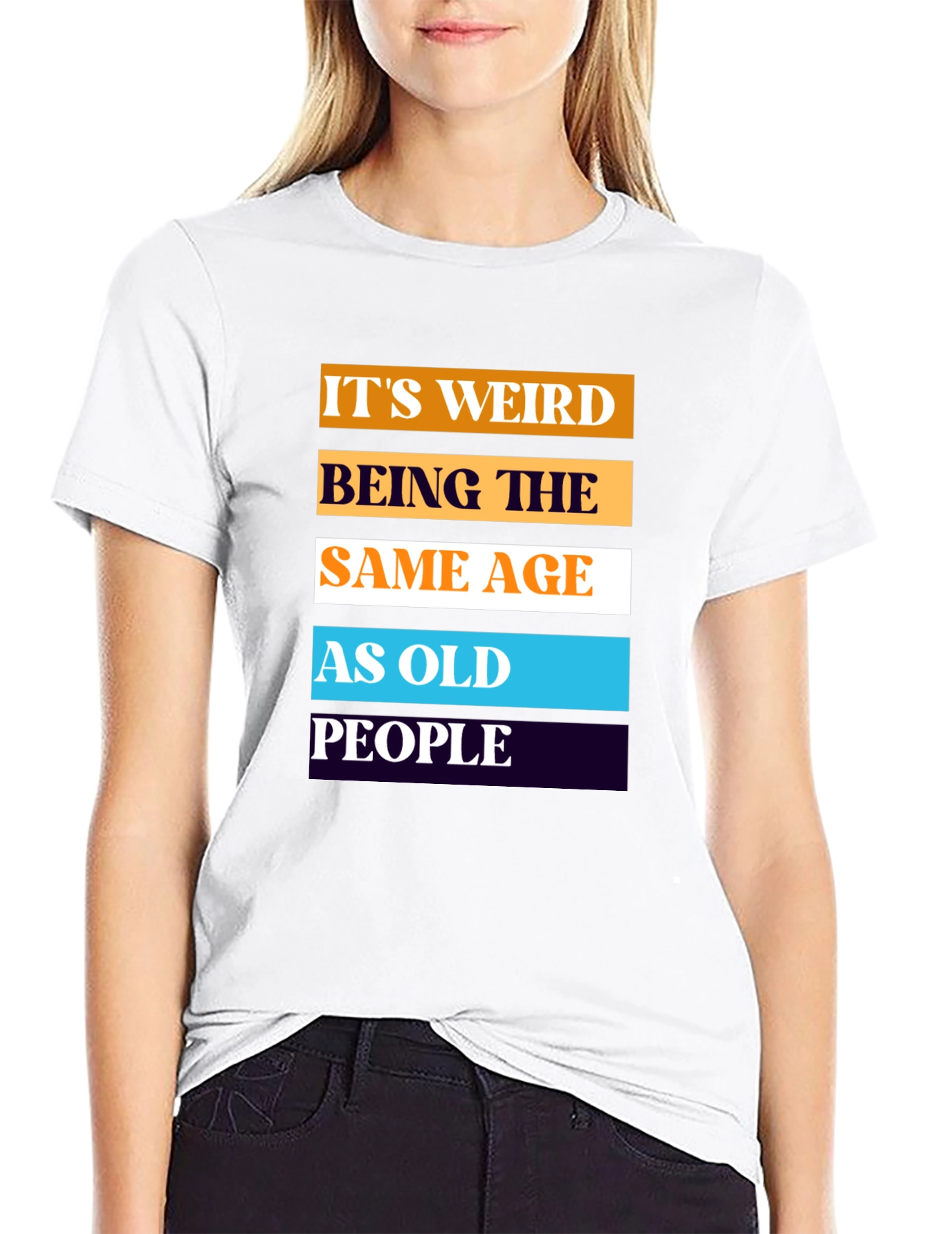 Black Funny "Same Age as Old People" Graphic T-Shirt view 9