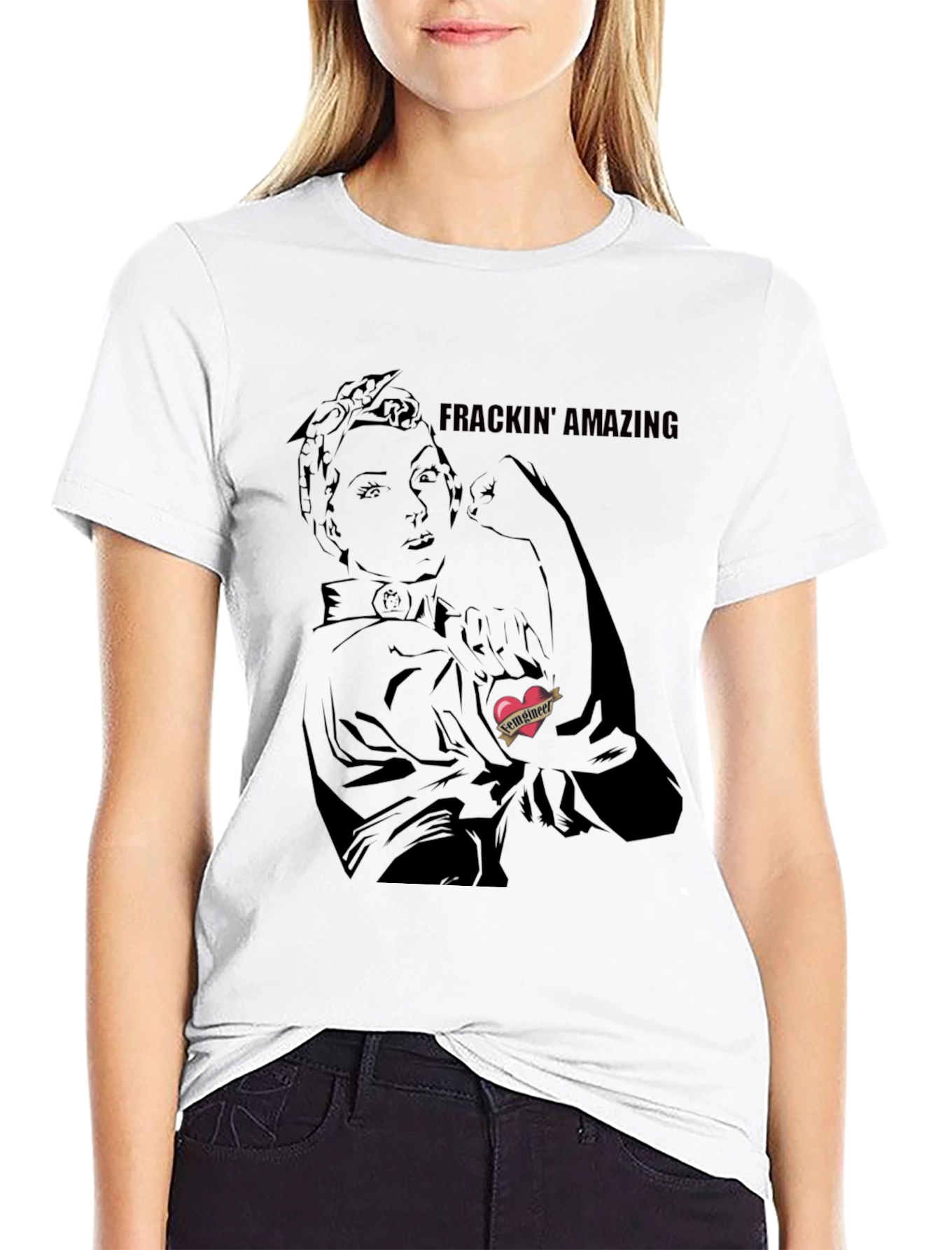 Black Frackin' Amazing Rosie the Riveter Graphic Tee view 9