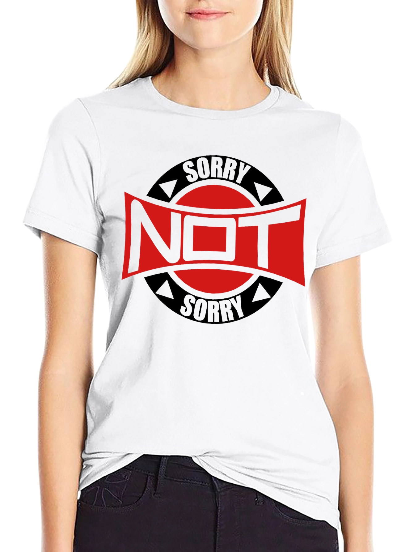 Black Not Sorry Graphic Tee - Black Cotton Blend view 9