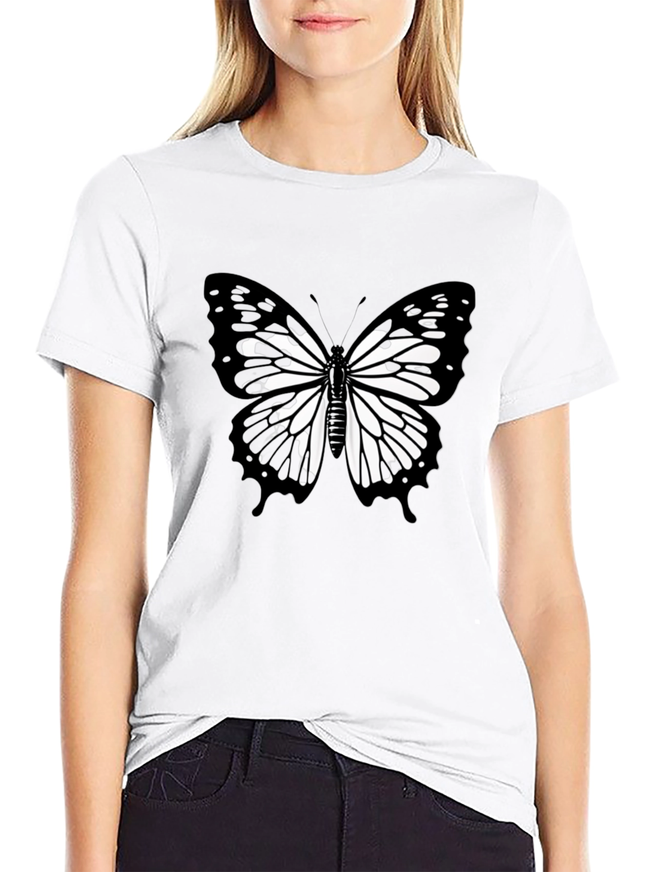Black Butterfly Graphic Black T-Shirt view 9