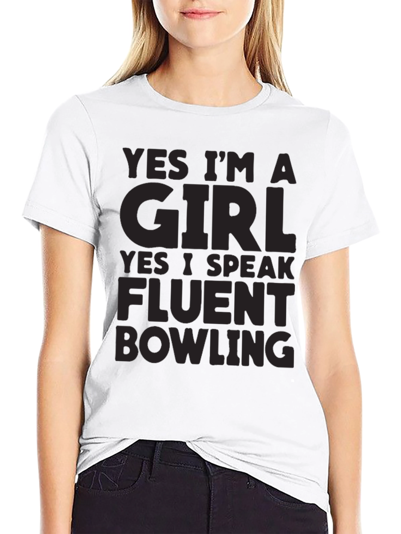 Black Funny Bowling T-Shirt - Yes I'm A Girl view 9