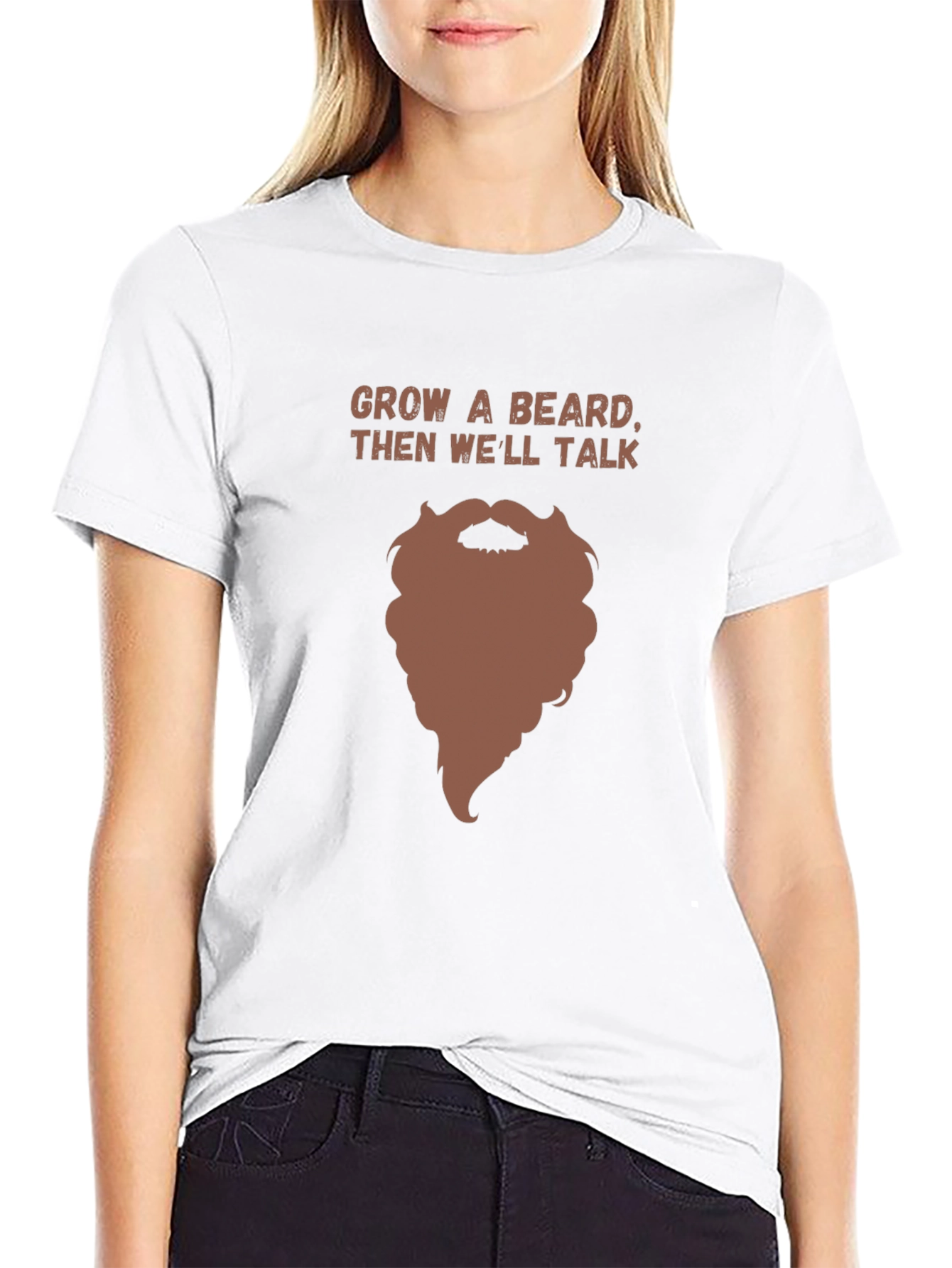 Black Grow a Beard Funny Graphic Tee view 9