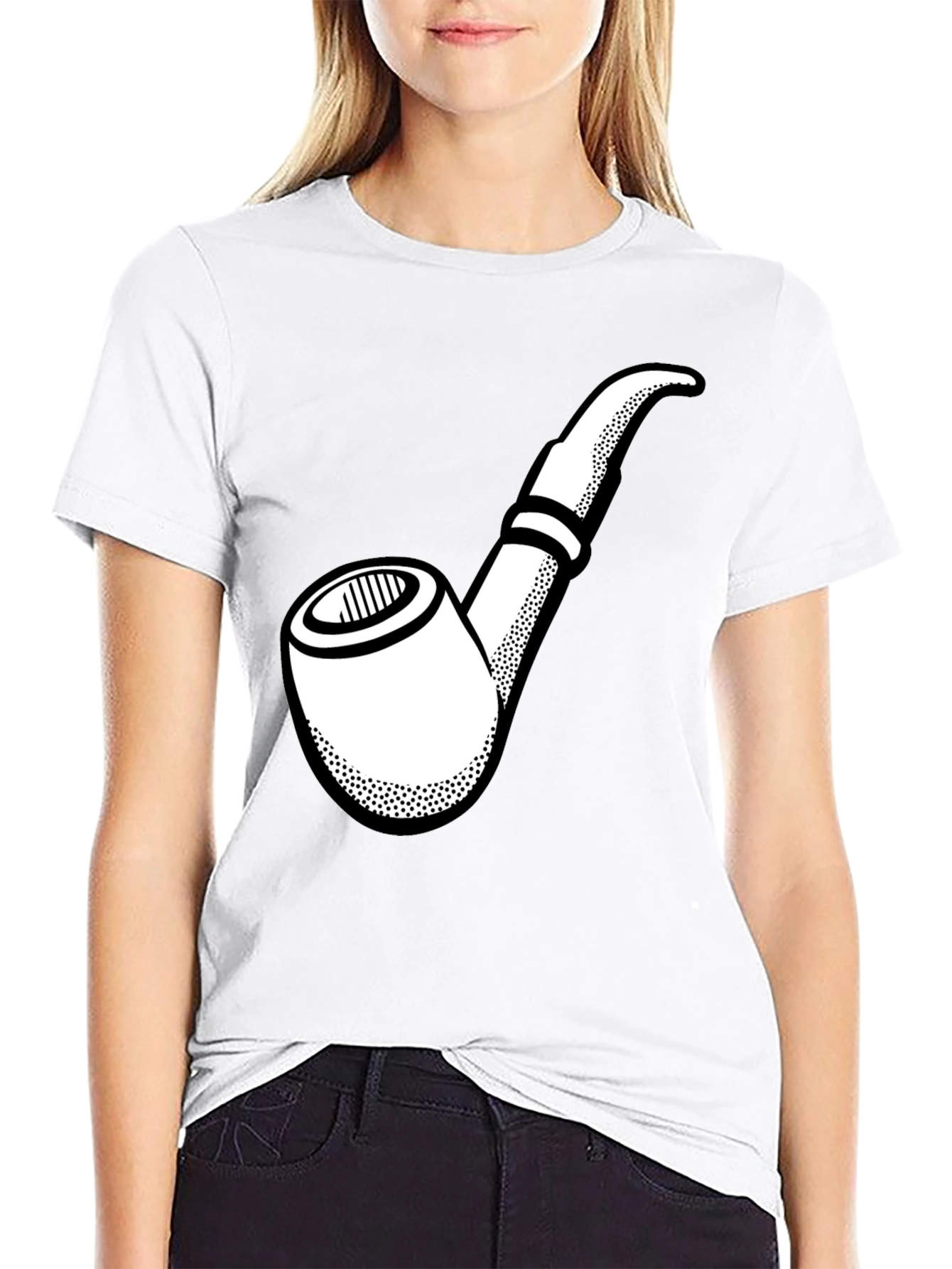 Black Smoking Pipe Graphic T-Shirt - Black Cotton Tee view 9