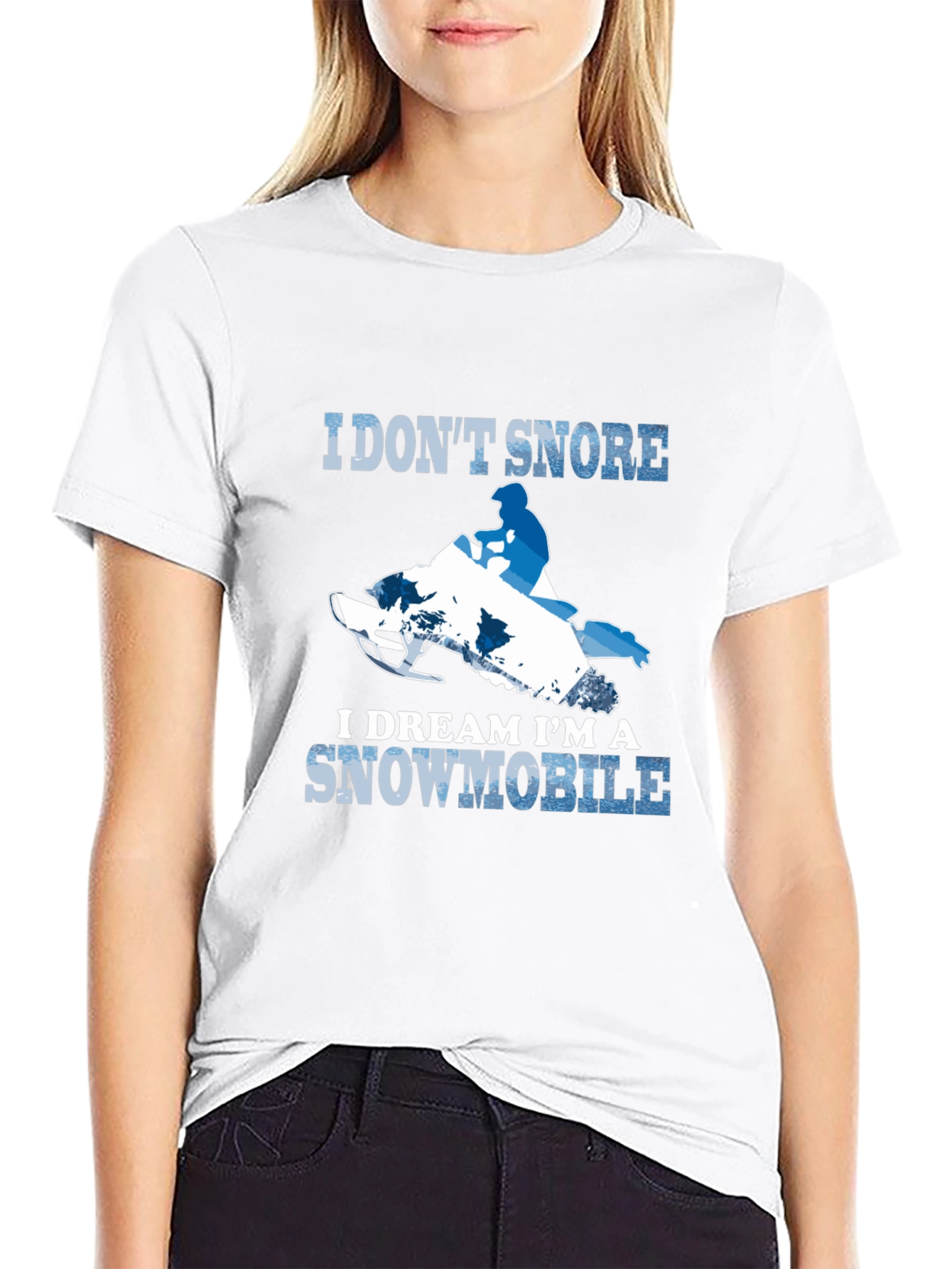 Black I Don't Snore Snowmobile T-Shirt view 9
