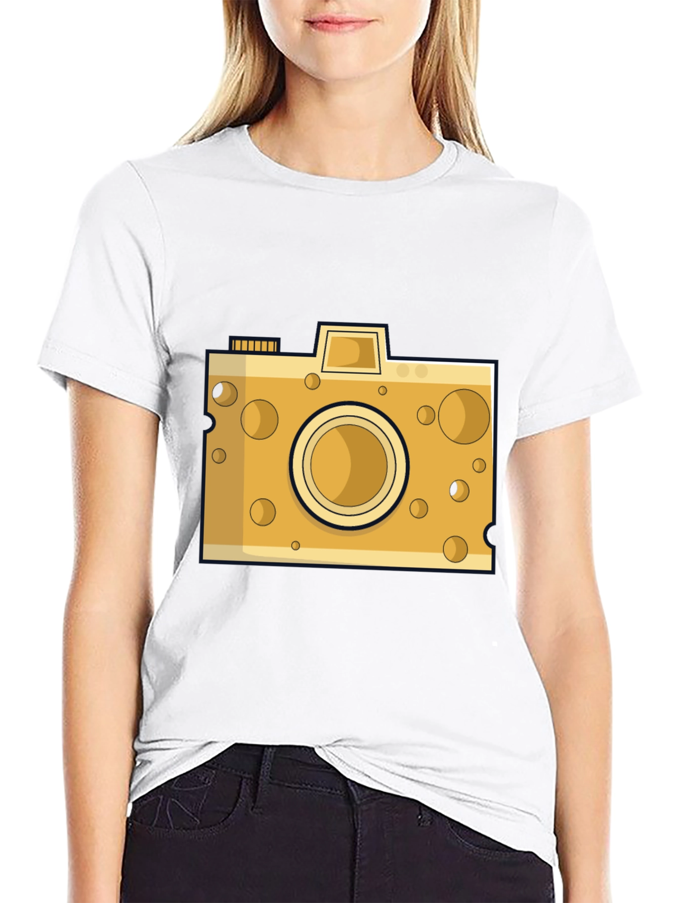 Black Cheese Camera Graphic Tee - Black Cotton view 9