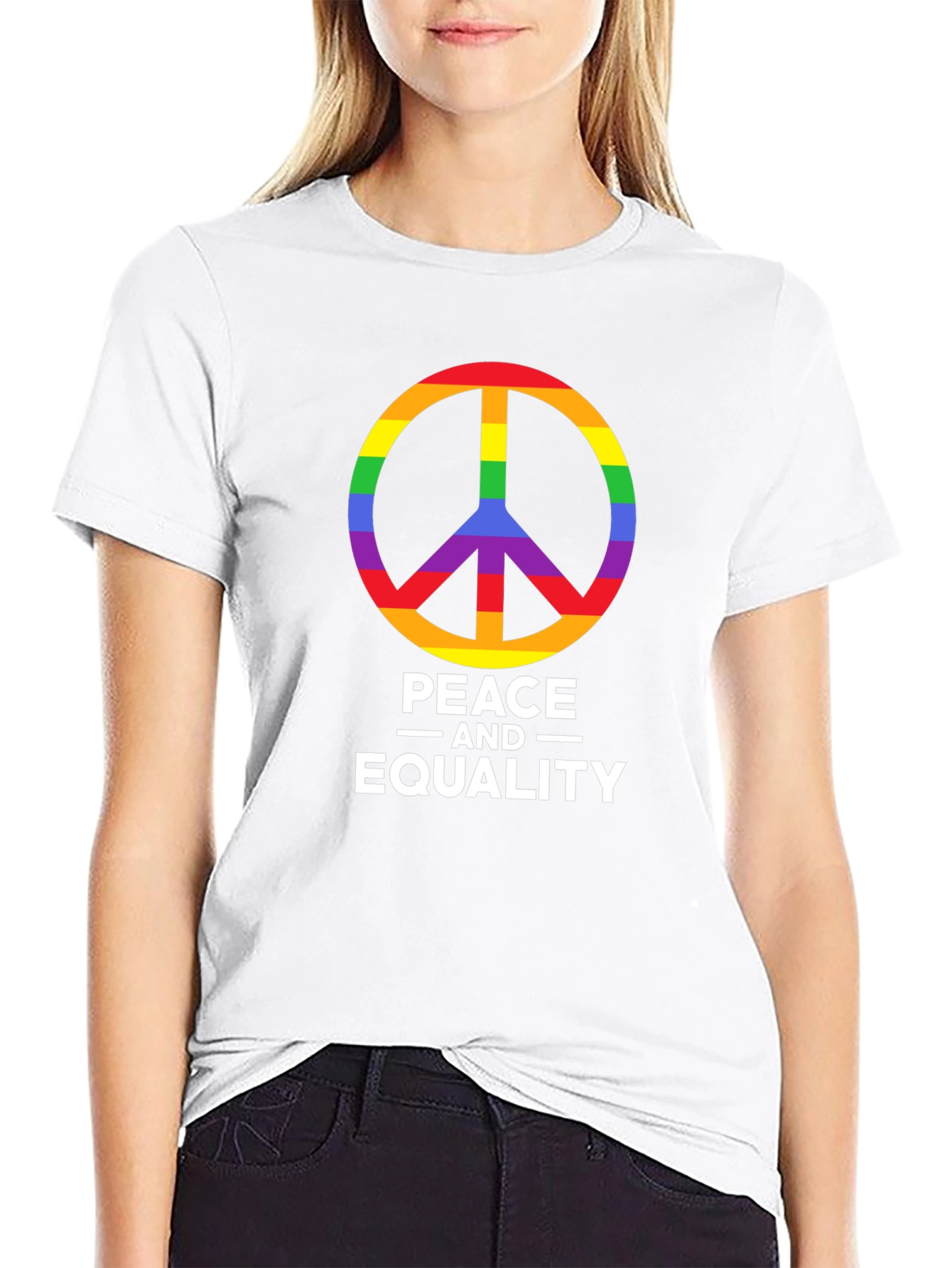 Black Peace & Equality Rainbow Graphic T-Shirt view 9