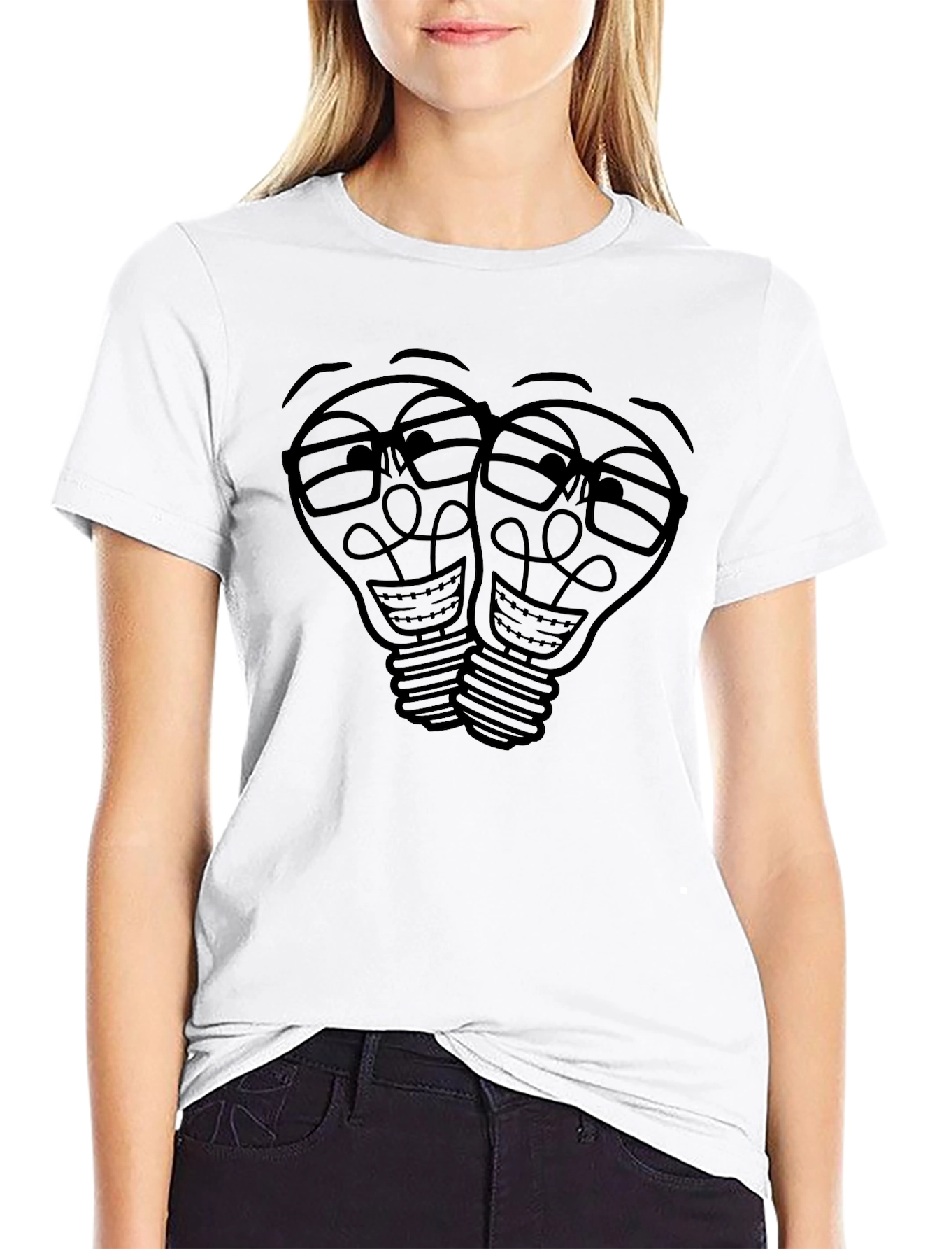 Black Funny Lightbulb T-Shirt - Black Tee view 9