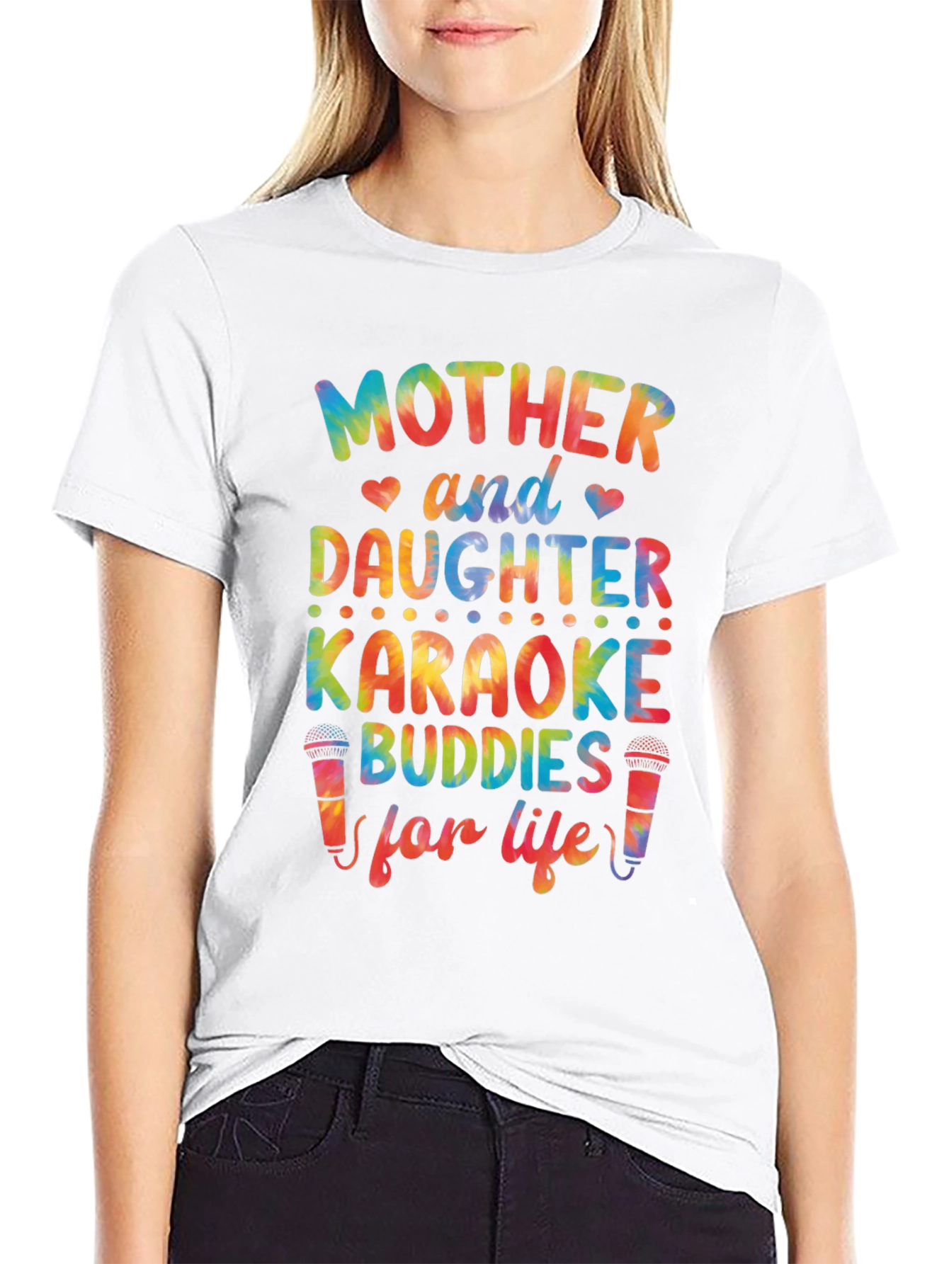 Black Mother & Daughter Karaoke Buddies T-Shirt view 9