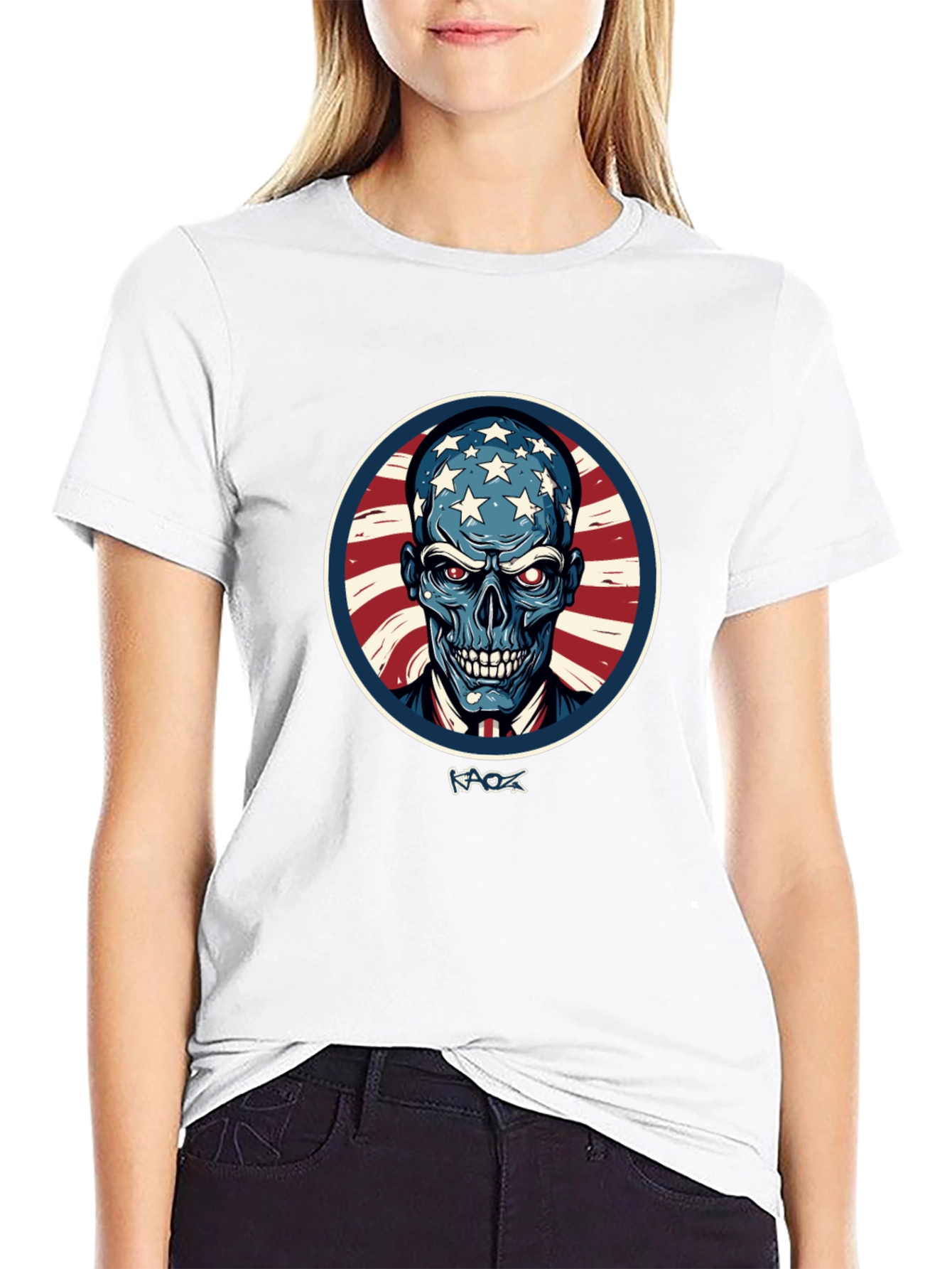 Black American Patriot Skull Graphic T-Shirt view 9