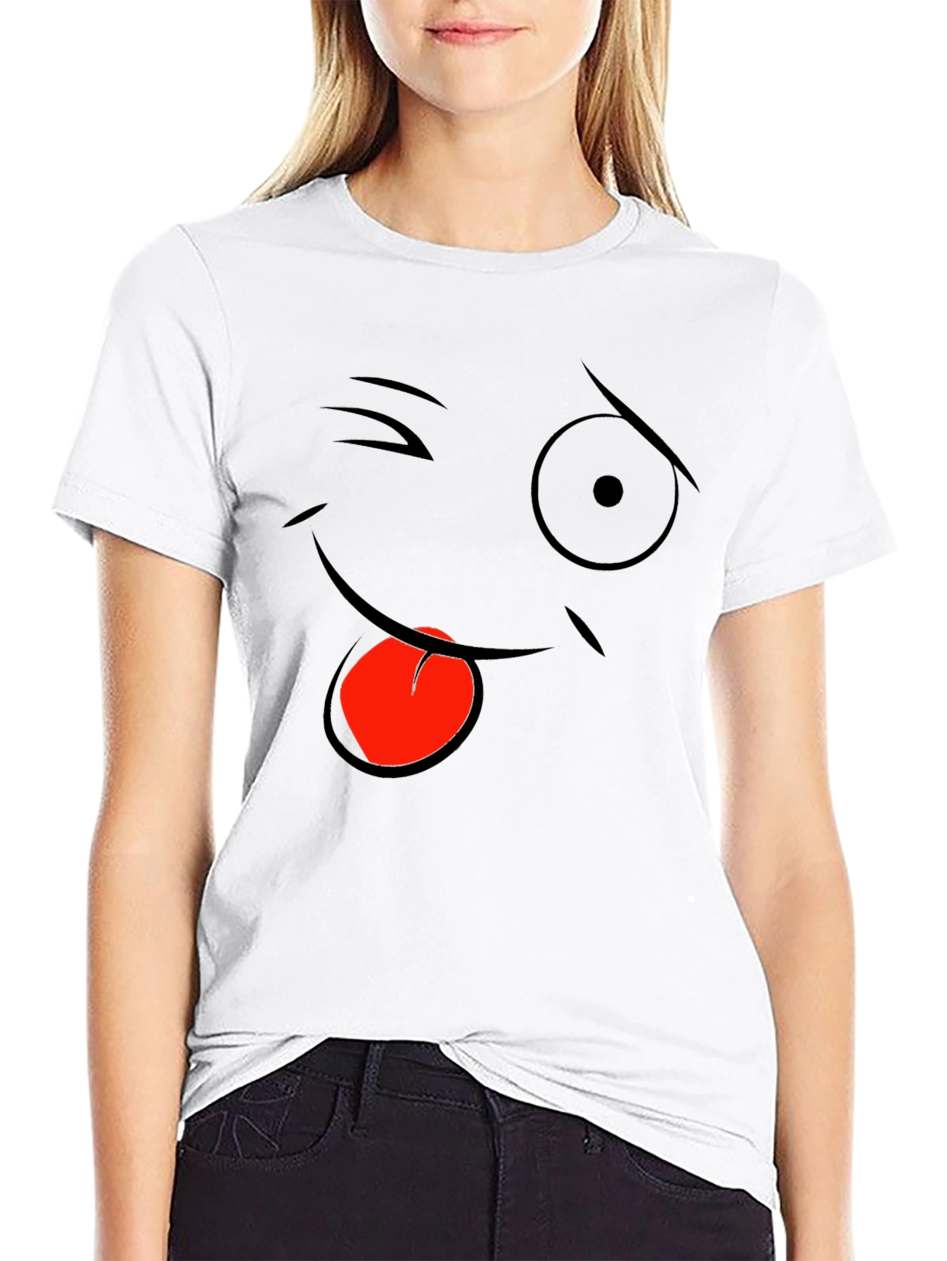 Black Funny Face Graphic Black T-Shirt view 9