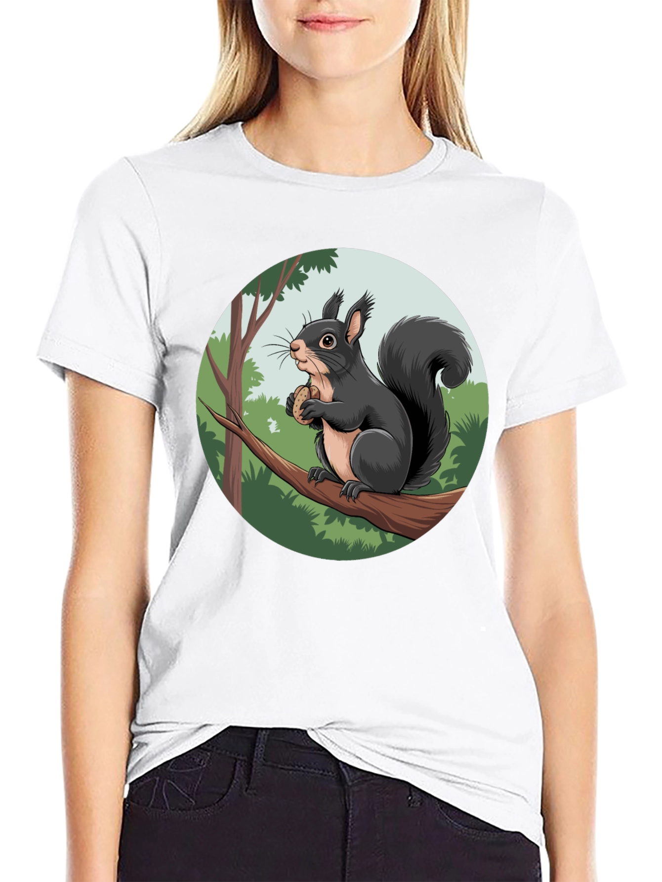 Black Squirrel Graphic Black T-Shirt view 9