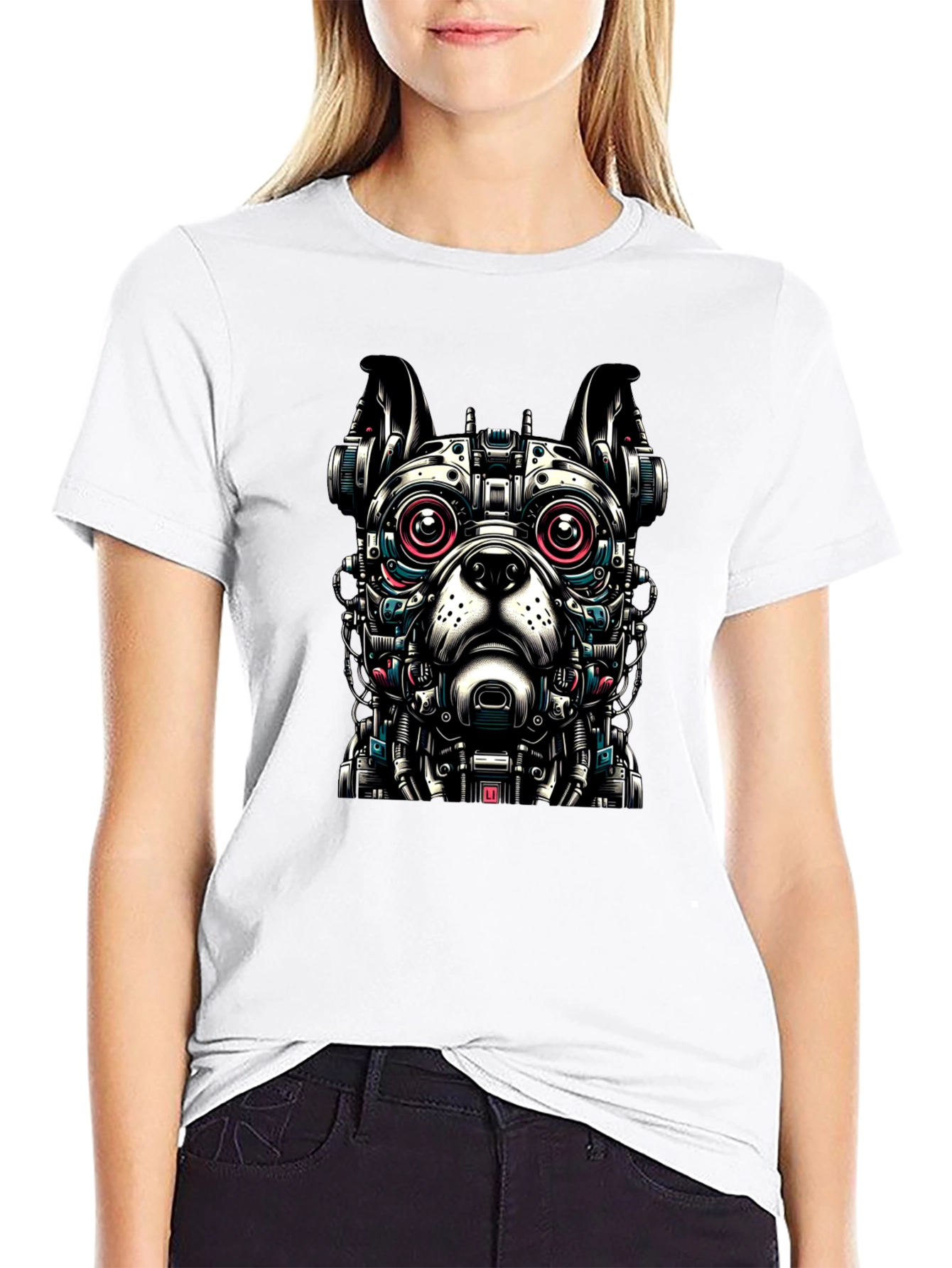 Black Robot Dog Graphic T-Shirt - Unique Design view 9