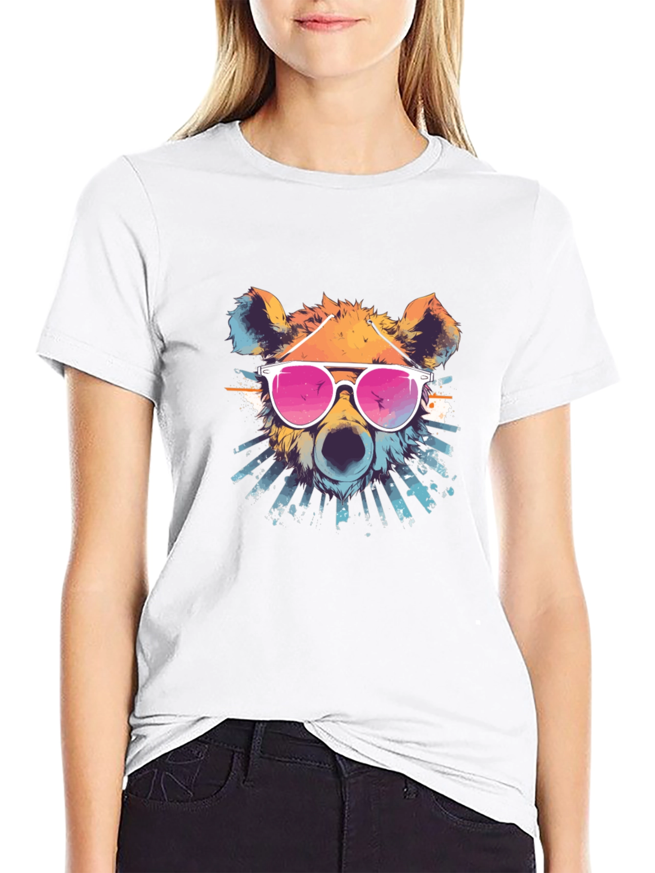 Black Cool Bear Graphic T-Shirt - Unisex Black Tee view 9