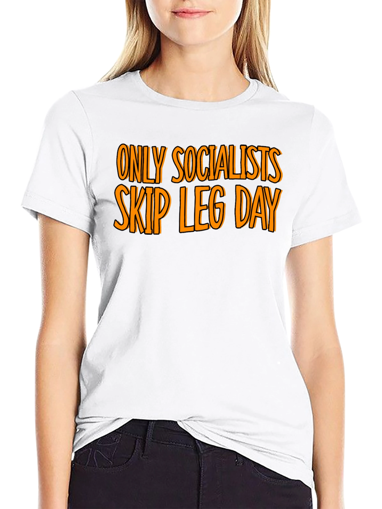 Only Socialists Skip Leg Day T-Shirt - Gym Humor - 9