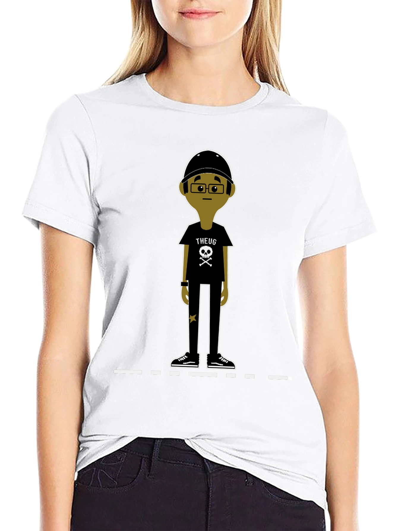 Black Unique Cartoon Character Graphic Black T-Shirt view 9