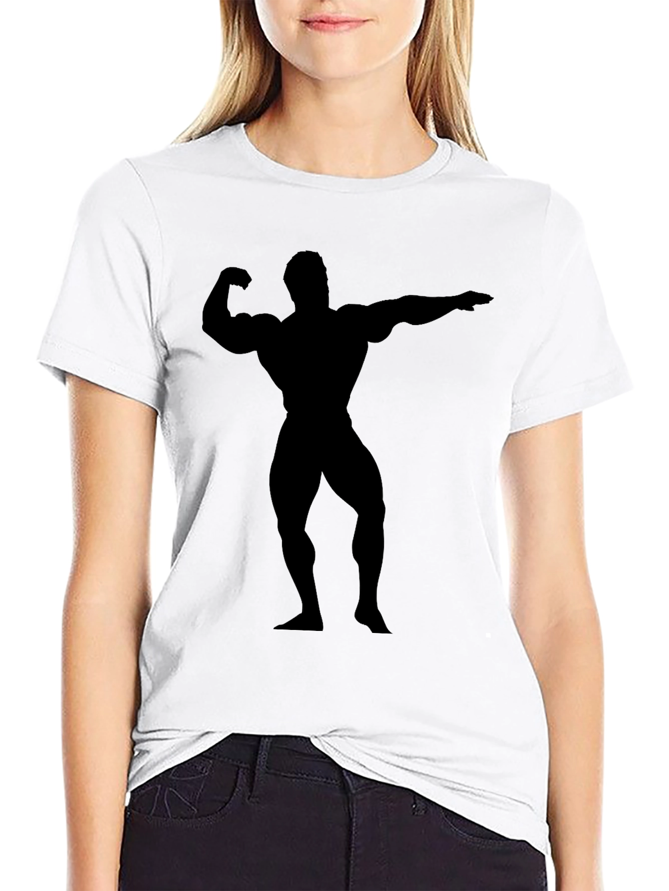 Black Black Bodybuilder Silhouette T-Shirt view 9