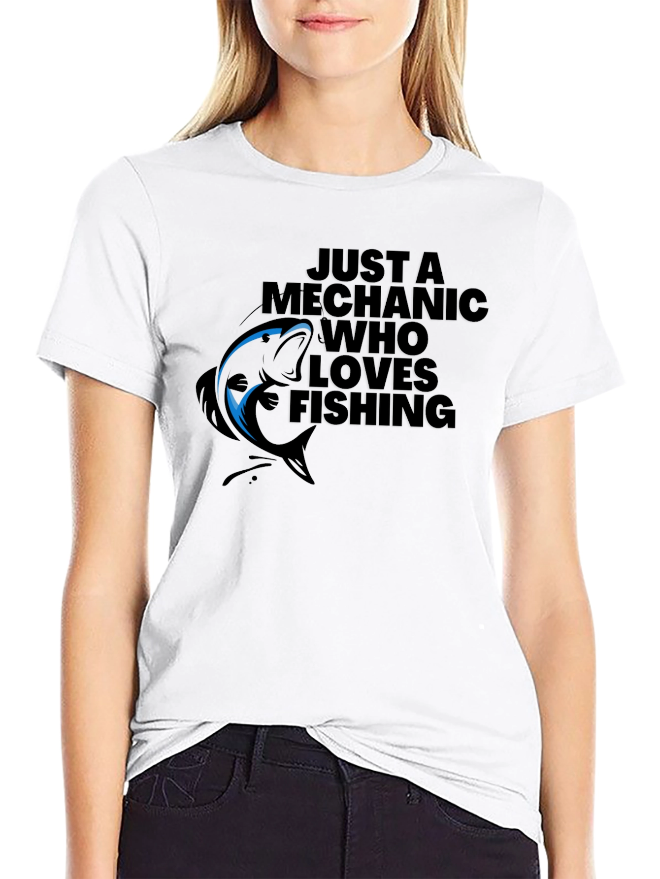 Black Mechanic Who Loves Fishing Black Graphic T-Shirt view 9