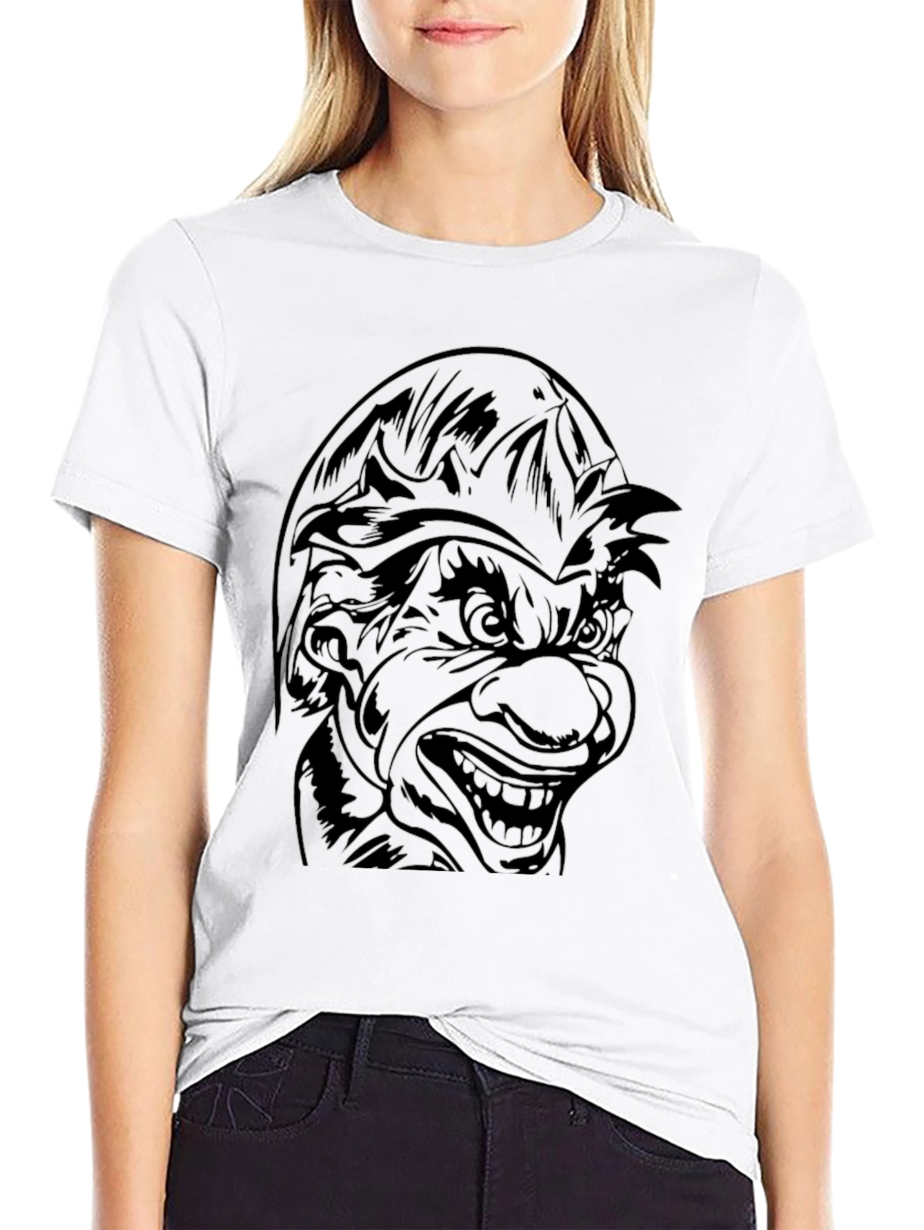 Black Men's Black T-Shirt - Goblin Face Graphic Tee view 9