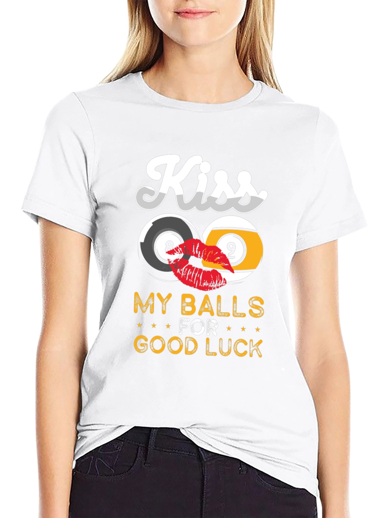 Black Kiss My Balls For Good Luck Graphic Tee view 9