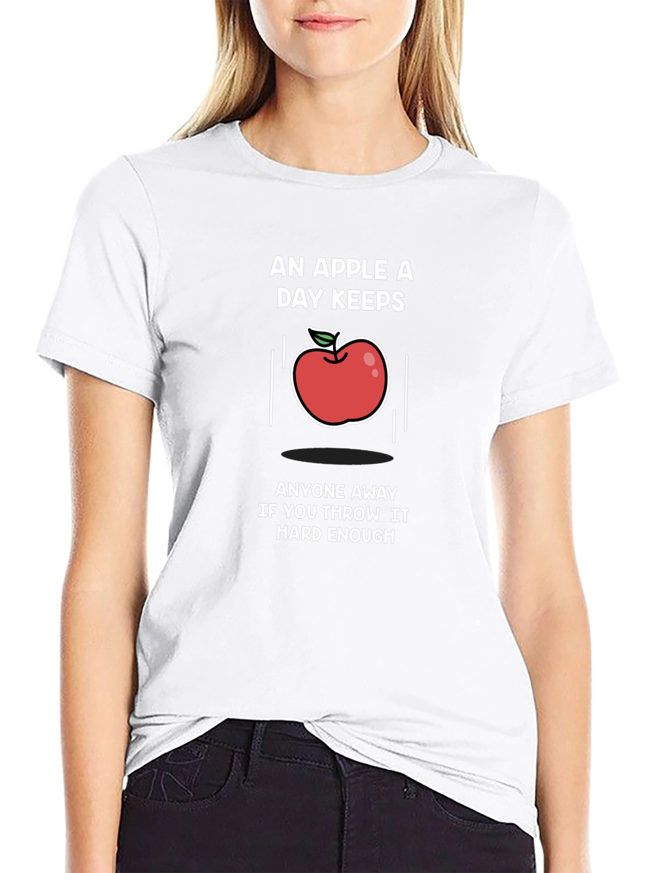 Black An Apple a Day T-Shirt - Funny Sarcastic Tee view 9