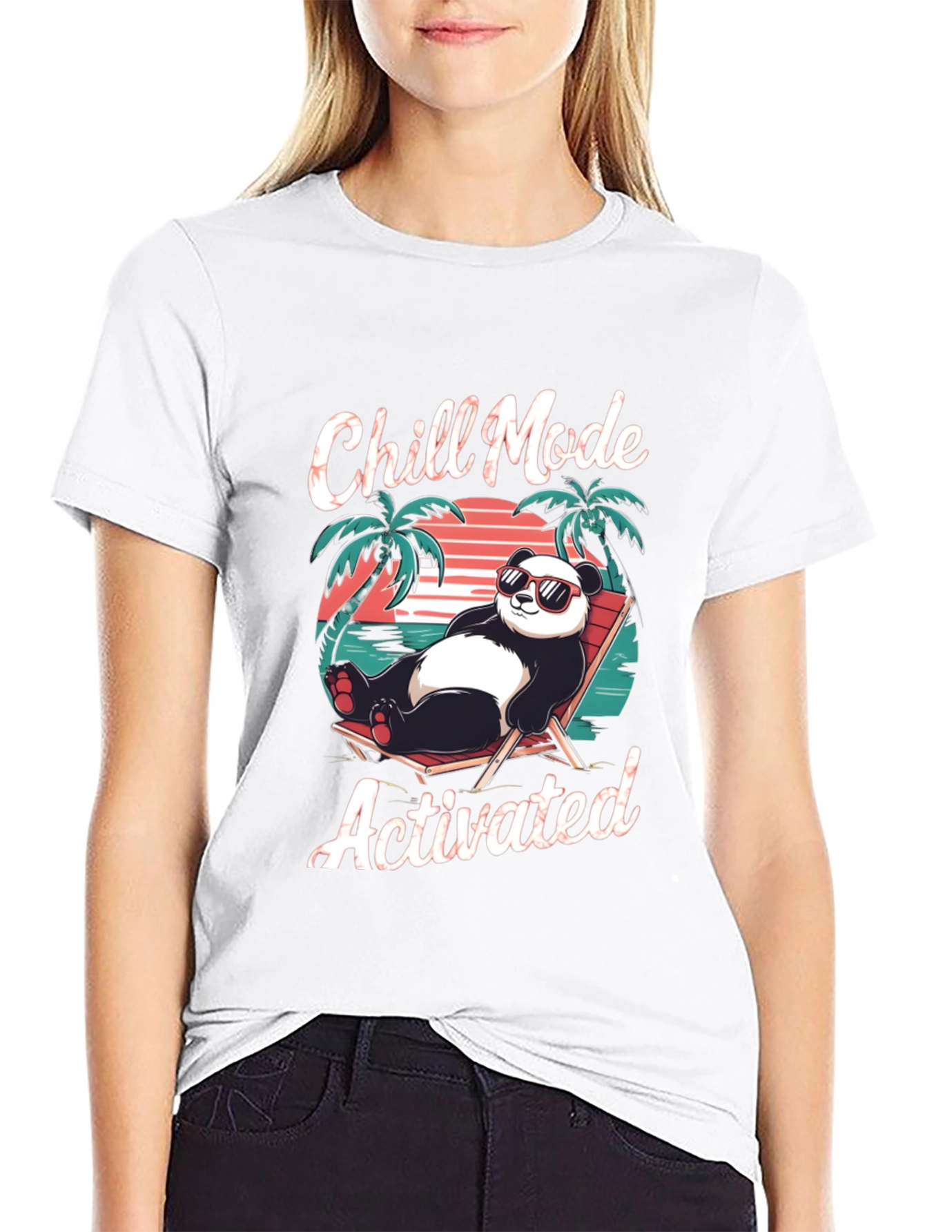 Black Chill Mode Panda T-Shirt: Relaxed Bear Vibes view 9