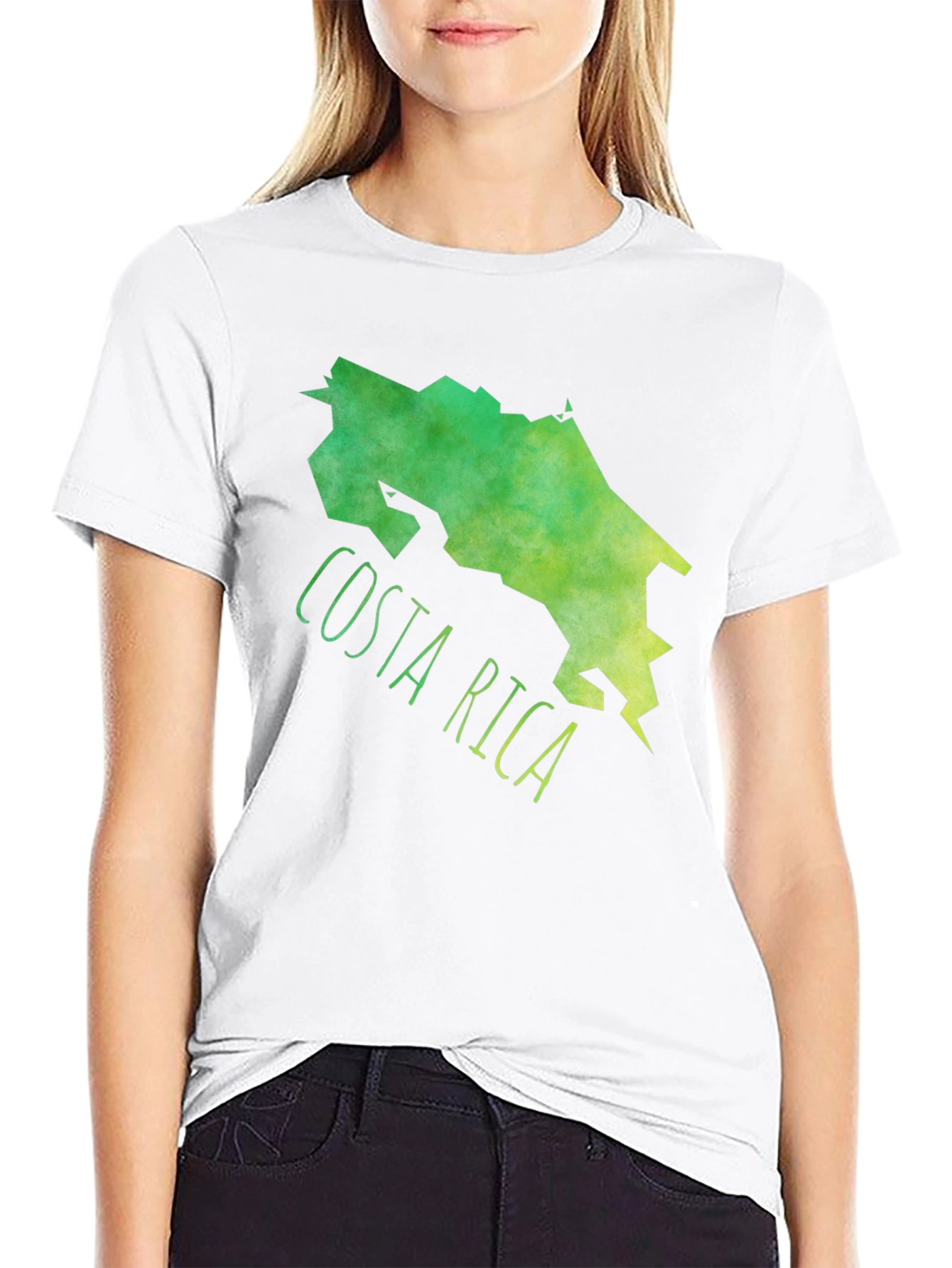 Black Costa Rica Map Graphic Tee - Black Cotton T-Shirt view 9