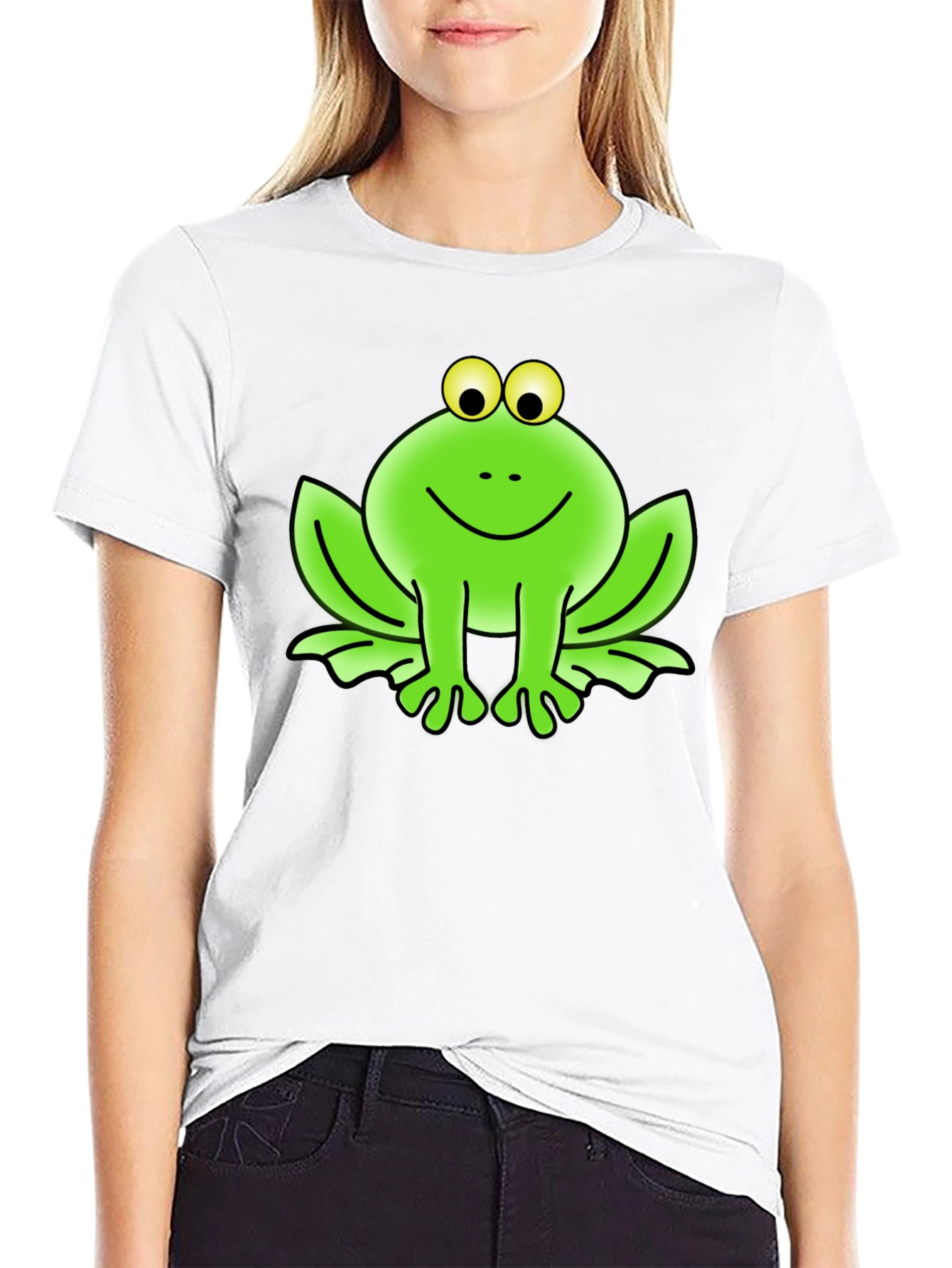 Black Funny Frog Graphic Tee - Black Cotton T-Shirt view 9