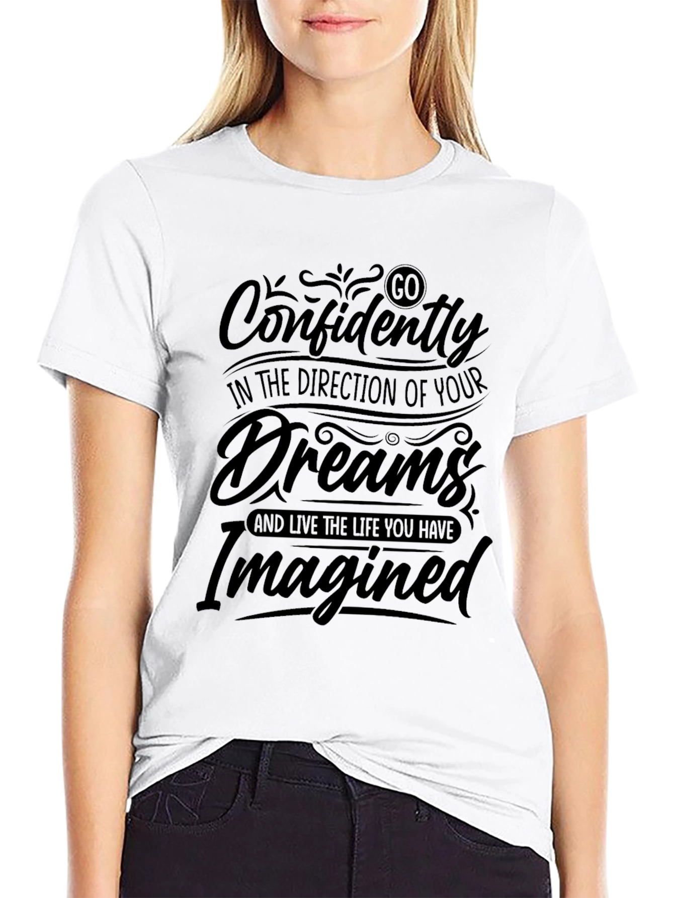 Black Go Confidently Dreams Graphic T-Shirt view 9