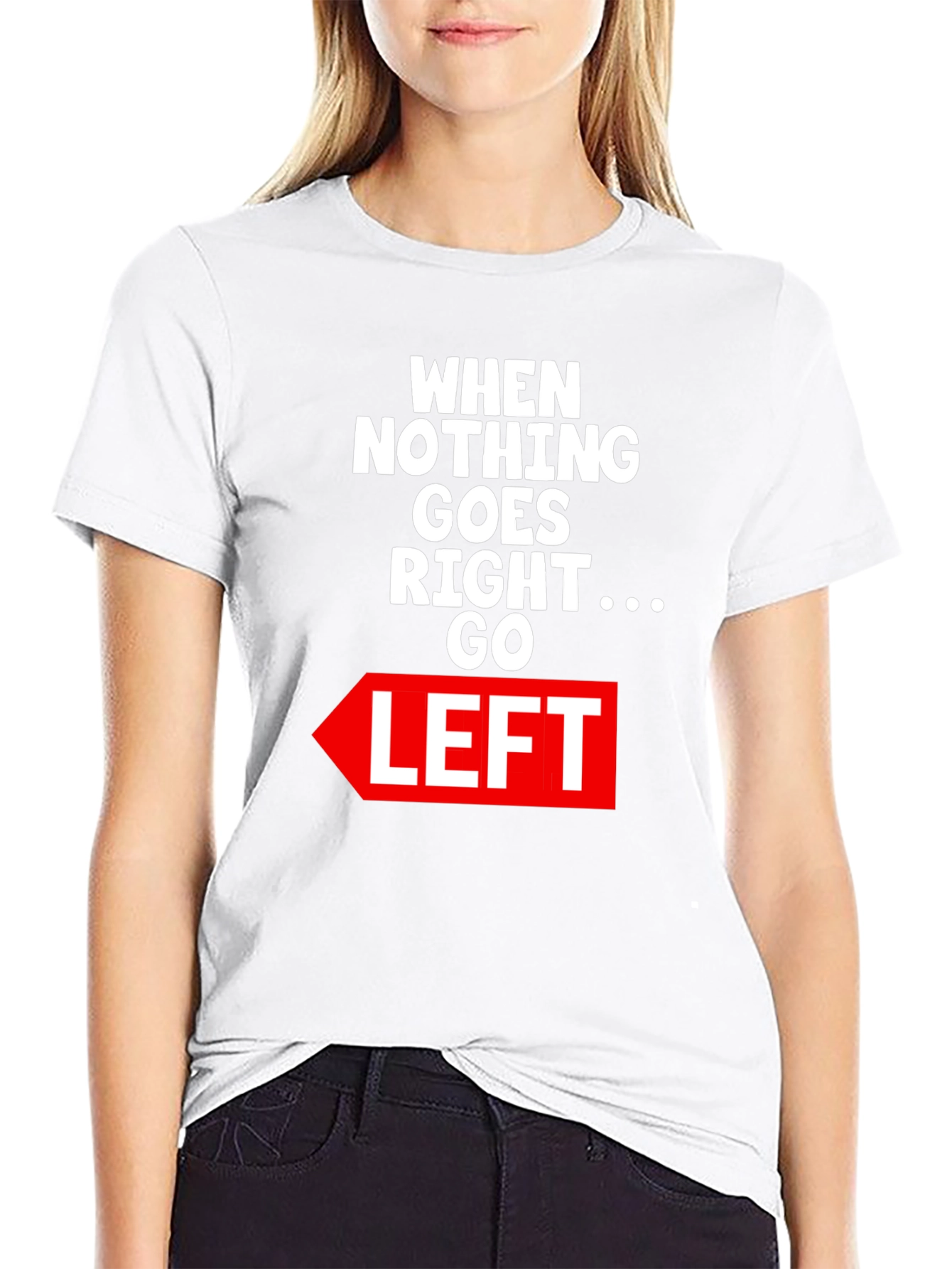 Black Funny "Go Left" Graphic Tee view 9