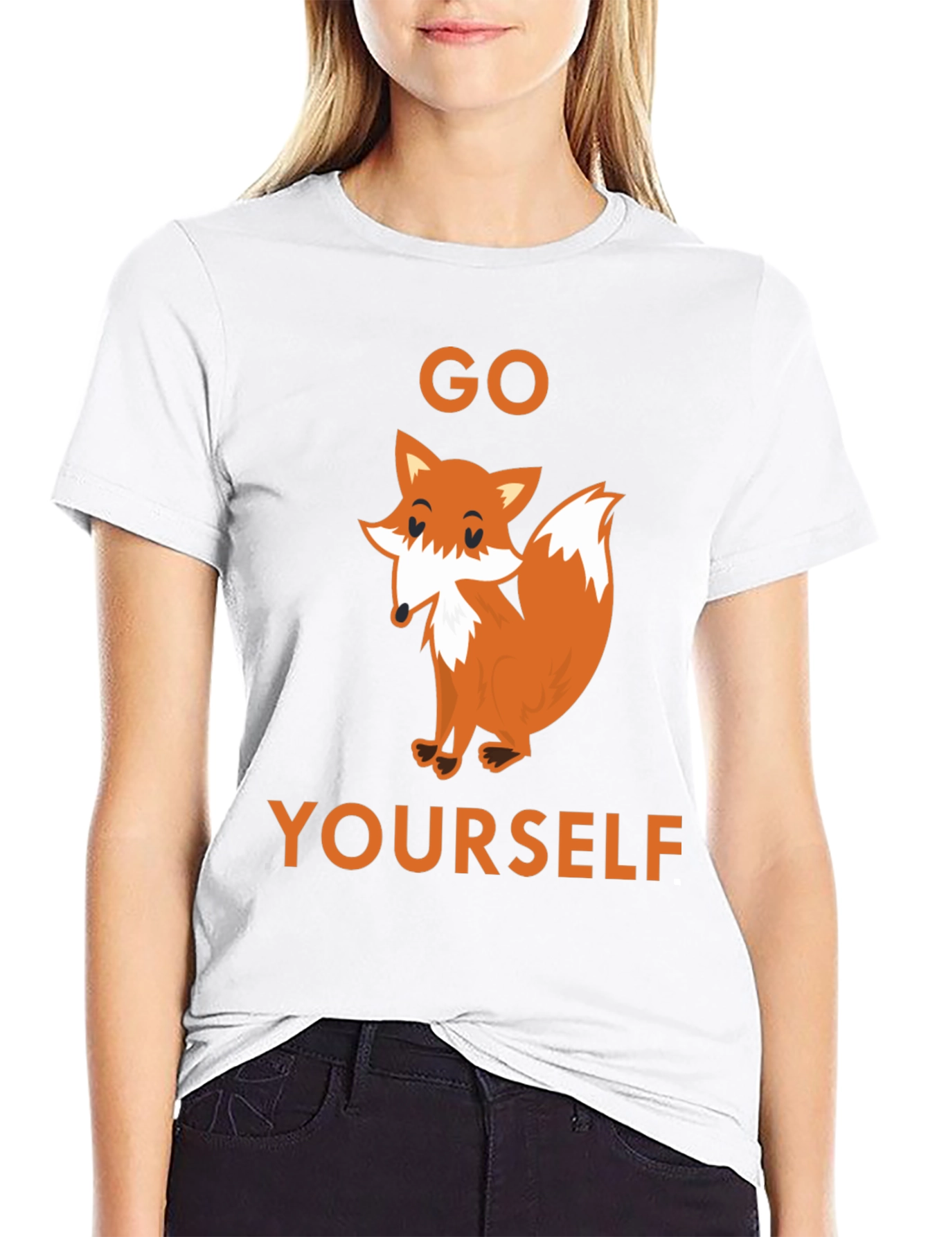 Black Go Fox Yourself Funny Graphic Tee - Black Cotton T-Shirt view 9