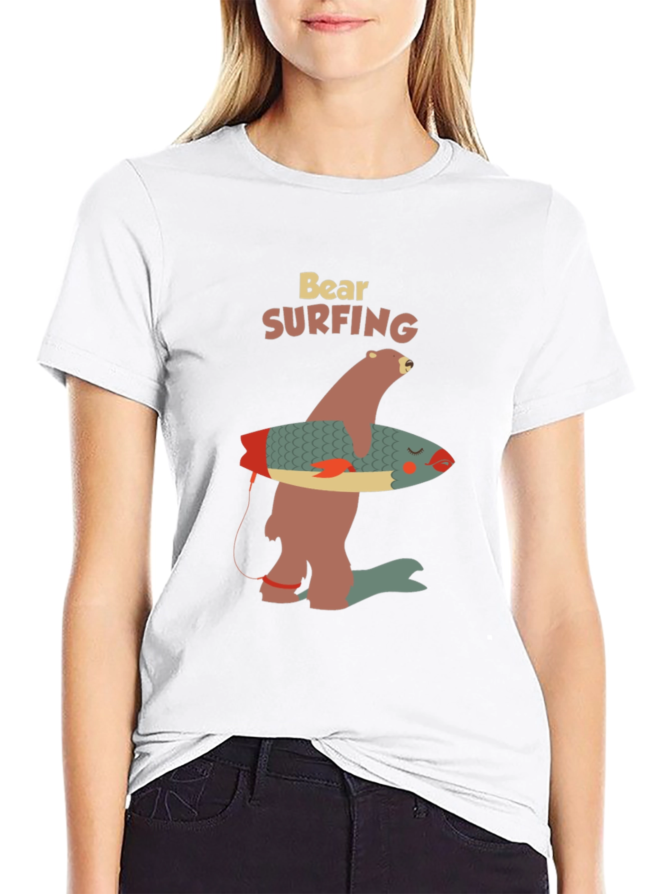 Black Bear Surfing Graphic Tee - Cool Casual Wear view 9