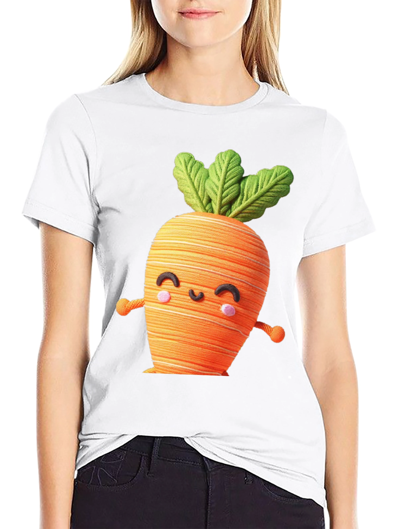 Black Cute Carrot Graphic Tee view 9