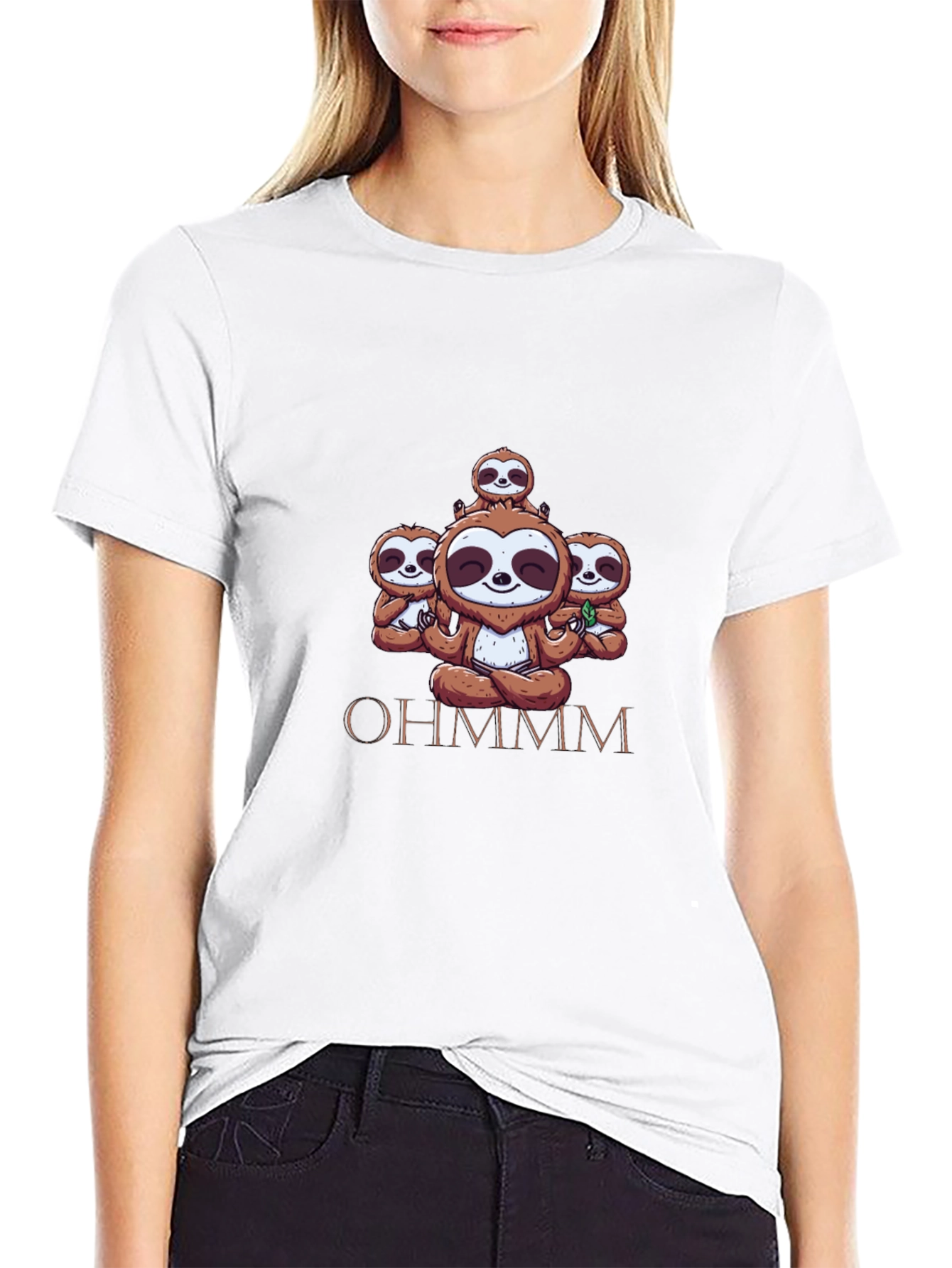 Black Ohm Sloth Meditation Black Tee view 9